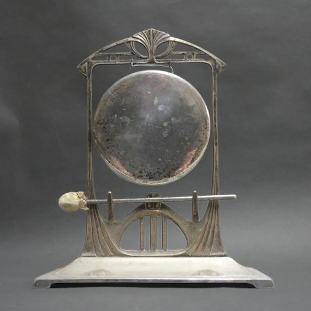 WMF - An Art Nouveau silver plated table gong, complete with...