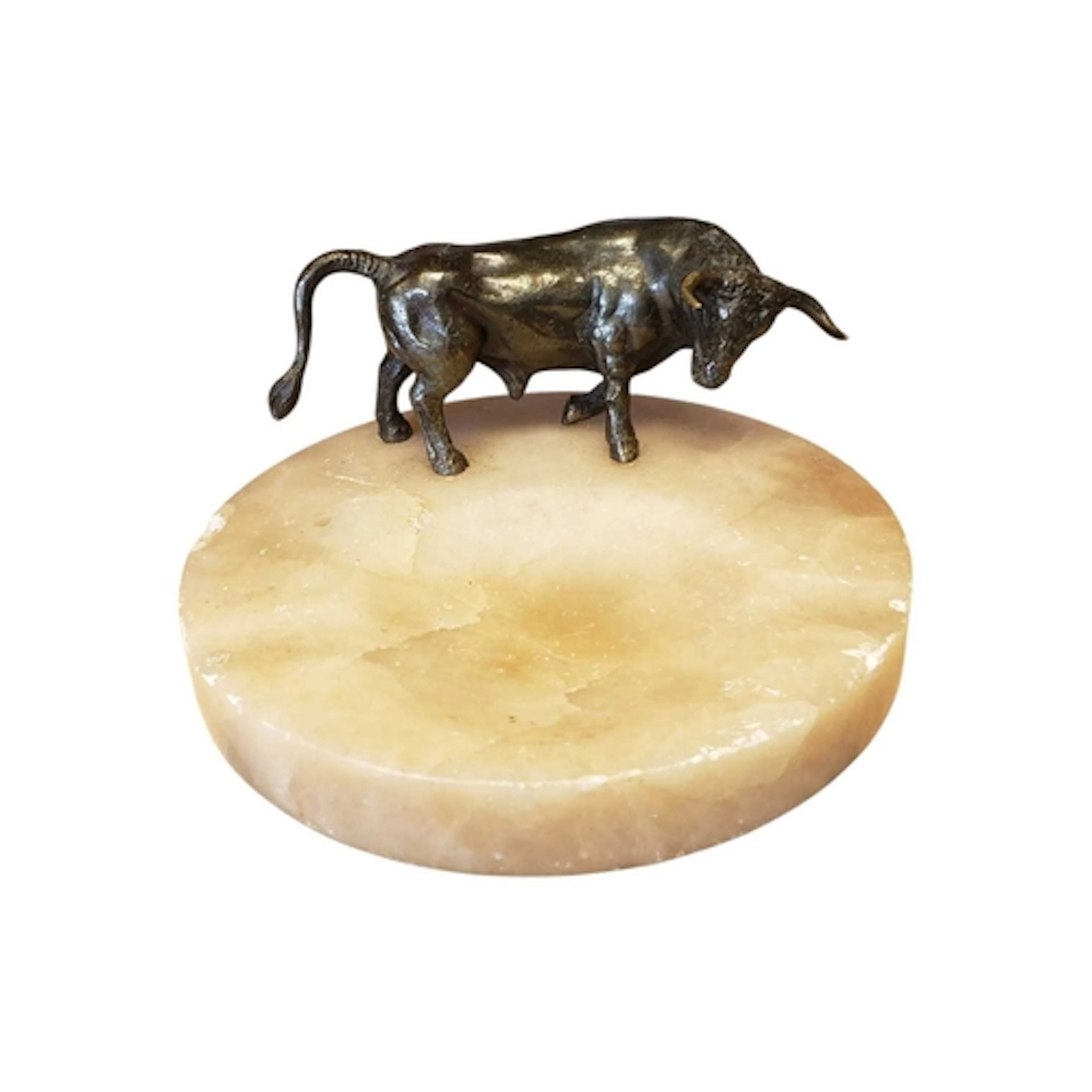 20th century vintage onyx and brass ashtray. Featuring a cir...
