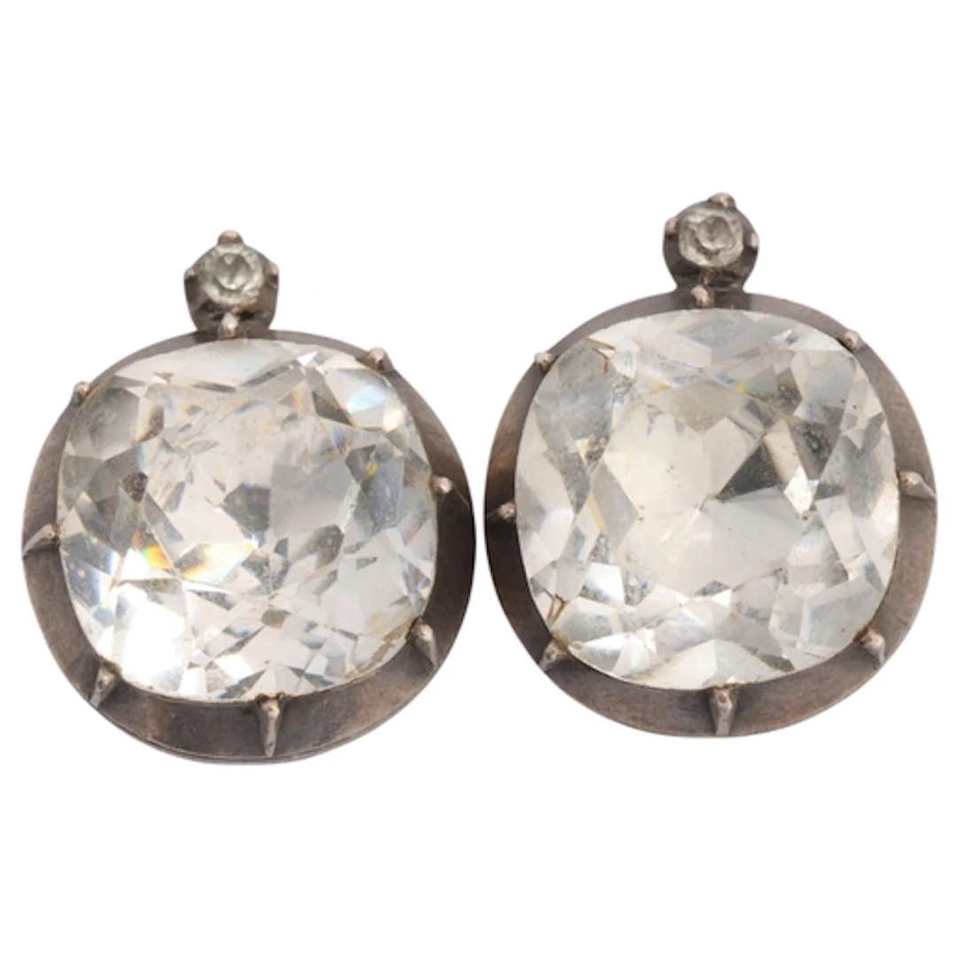 A pair of Antique Georgian gold and silver paste stud earrin...