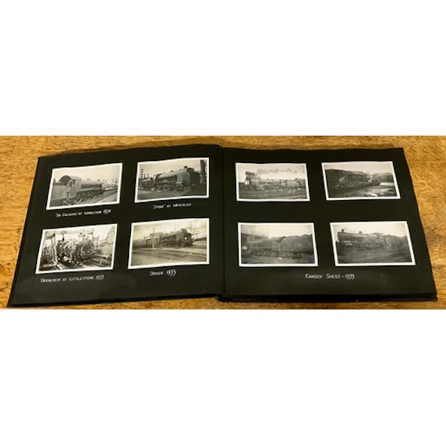 Railwayana: locomotive photographs – A black Moquette landsc...