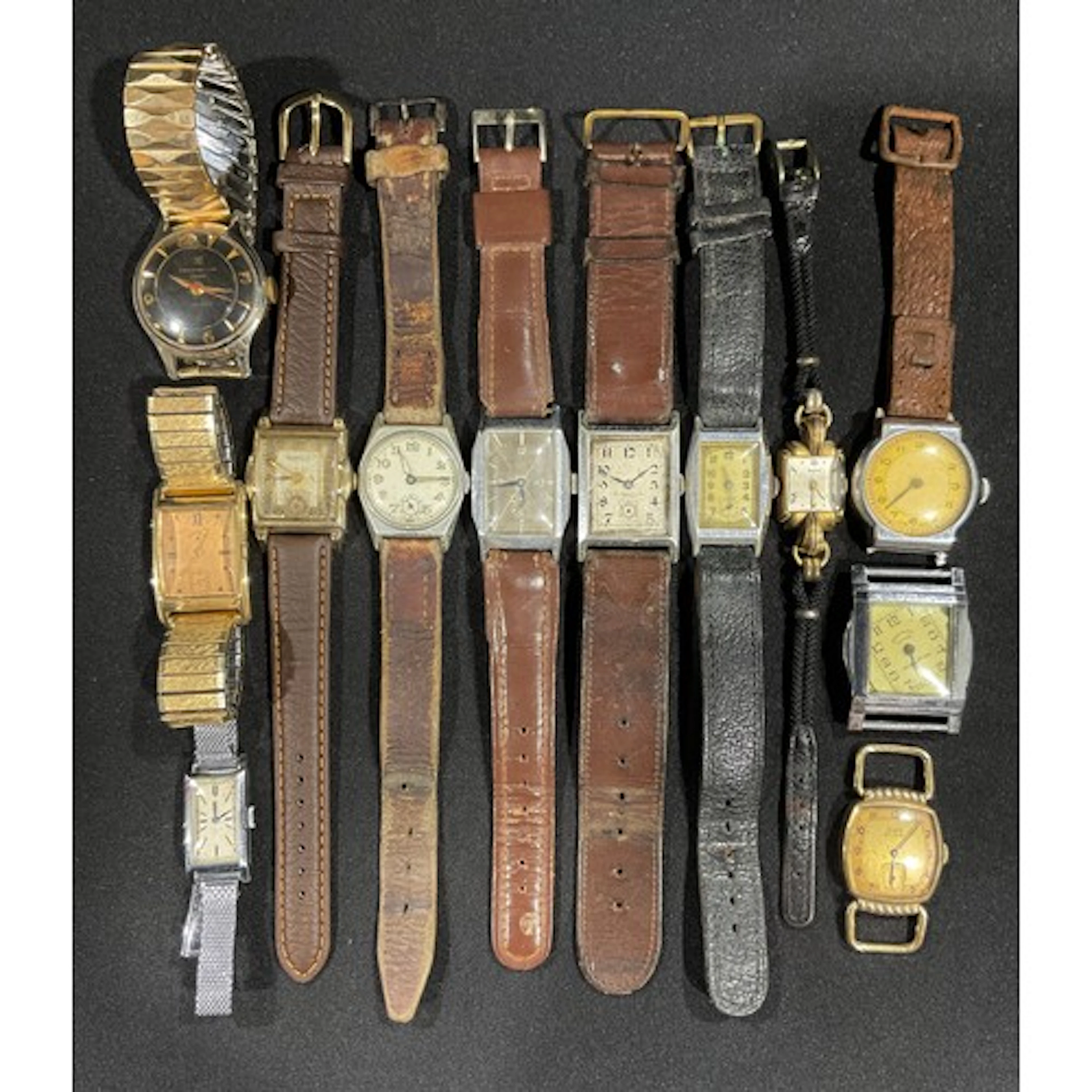 Watches - an Art Deco gentleman’s Elgin wristwatch, bronzed ...