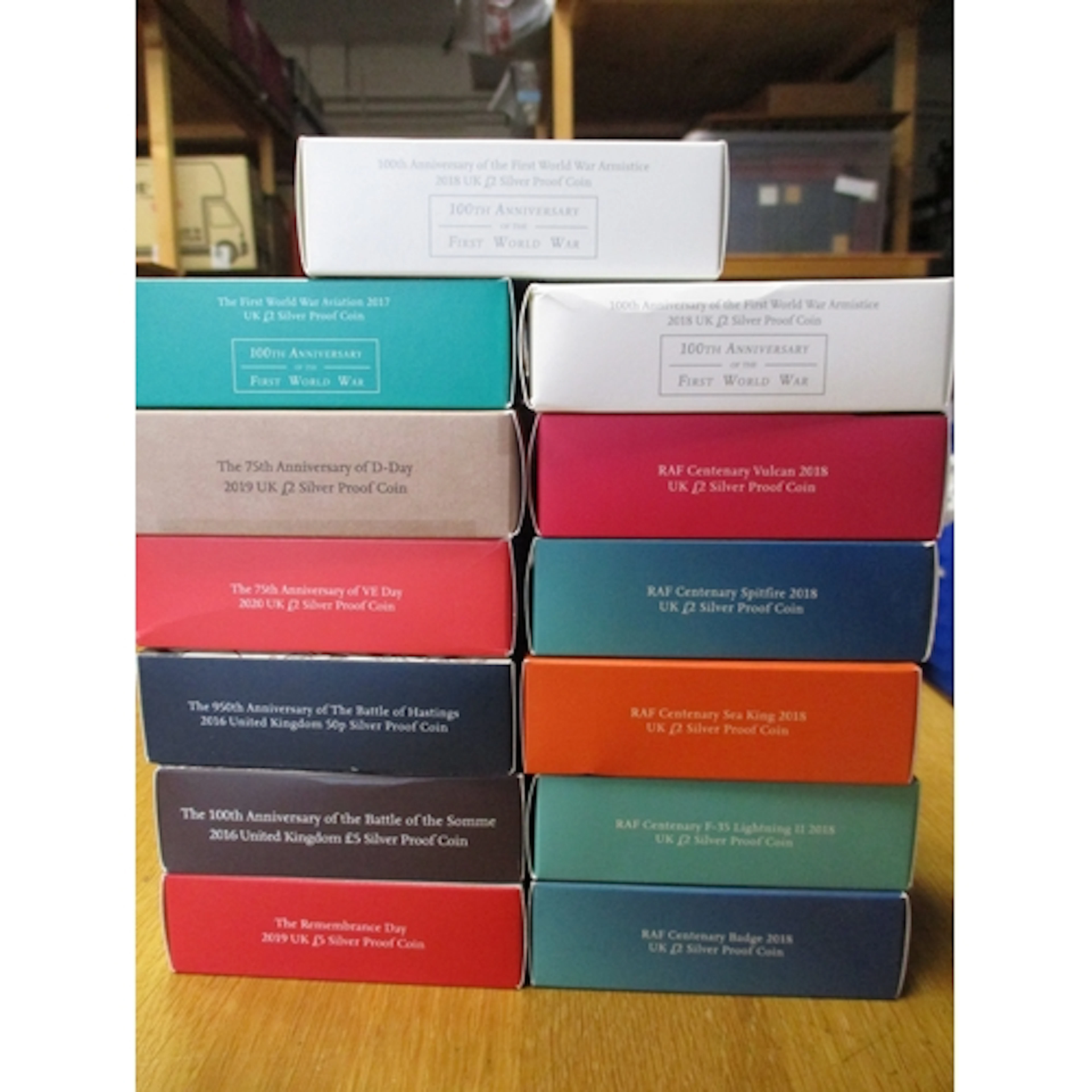 Military collection of boxed silver proofs with £5 2016, 201...