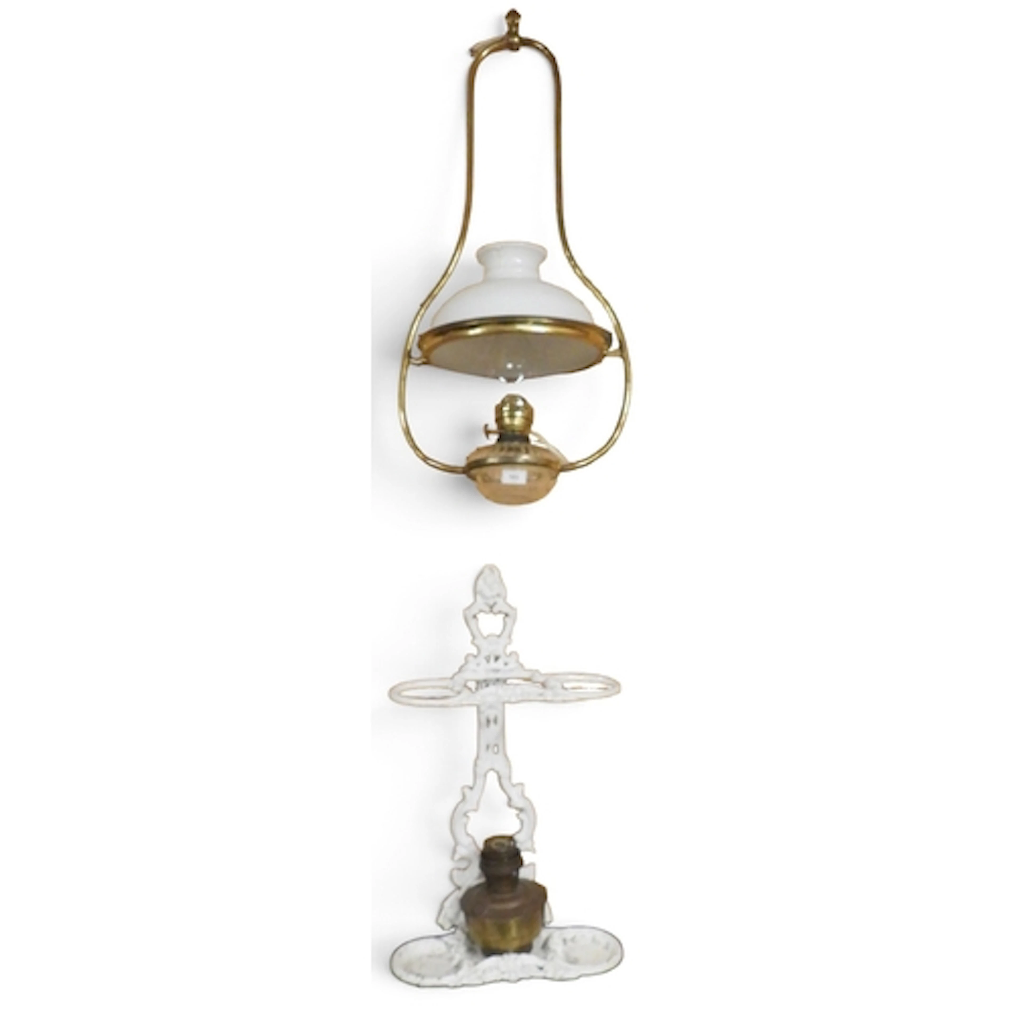 A lot comprising a 19th century converted to electric hangin...