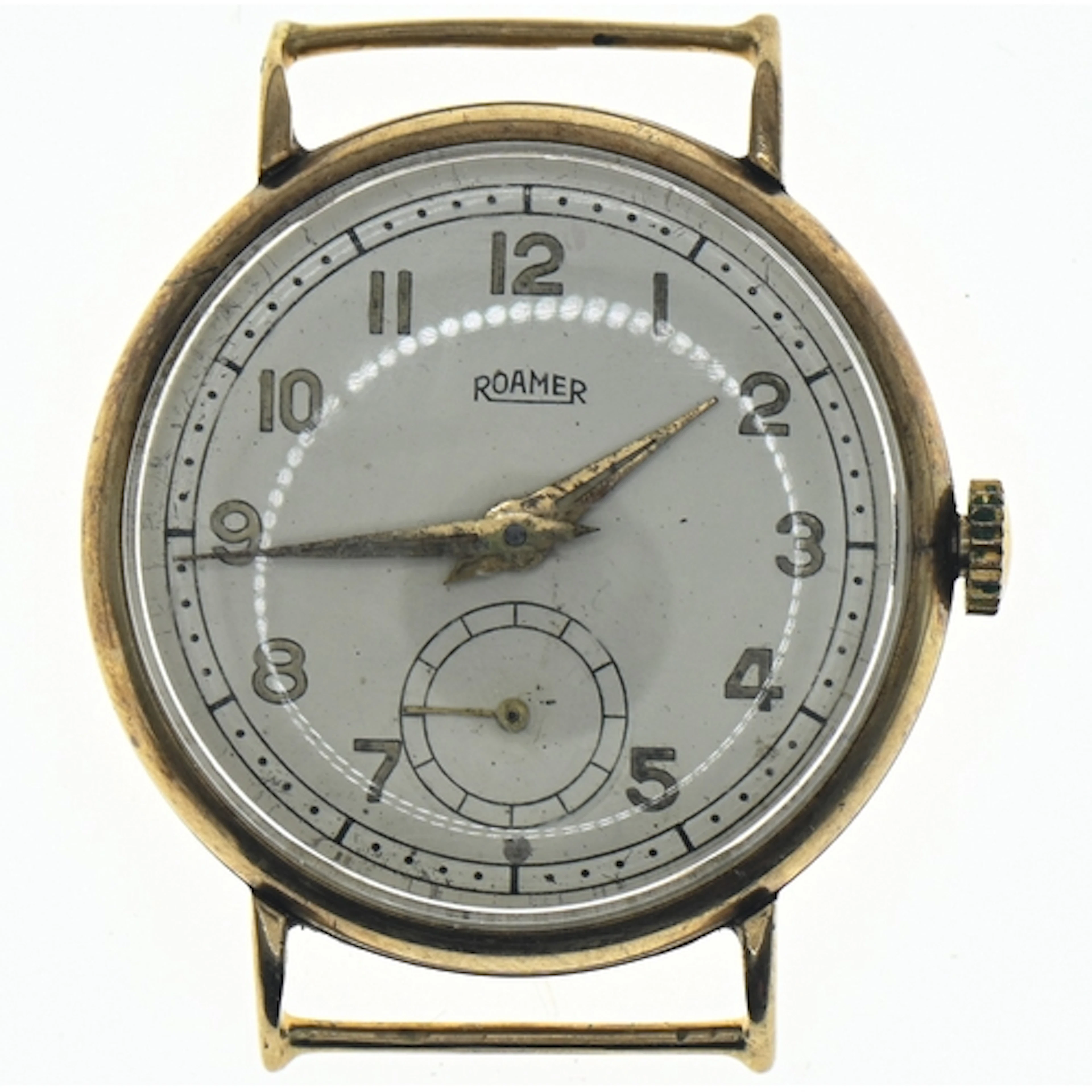 Roamer 9ct gold cased gents watch, the signed silvered dial ...