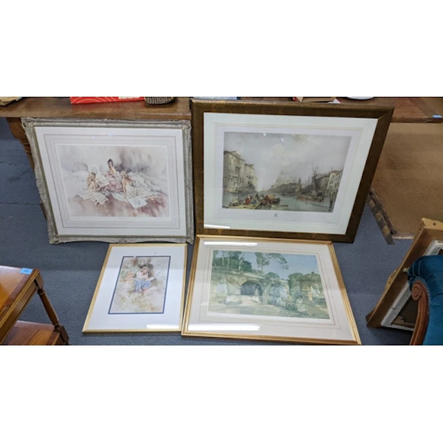 A limited edition Russell Flint print together with two Gord...