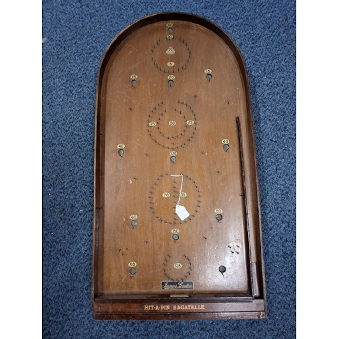 A MID 20TH CENTURY JAQUES, LONDON HIT-A-PIN BAGATELLE GAME, ...