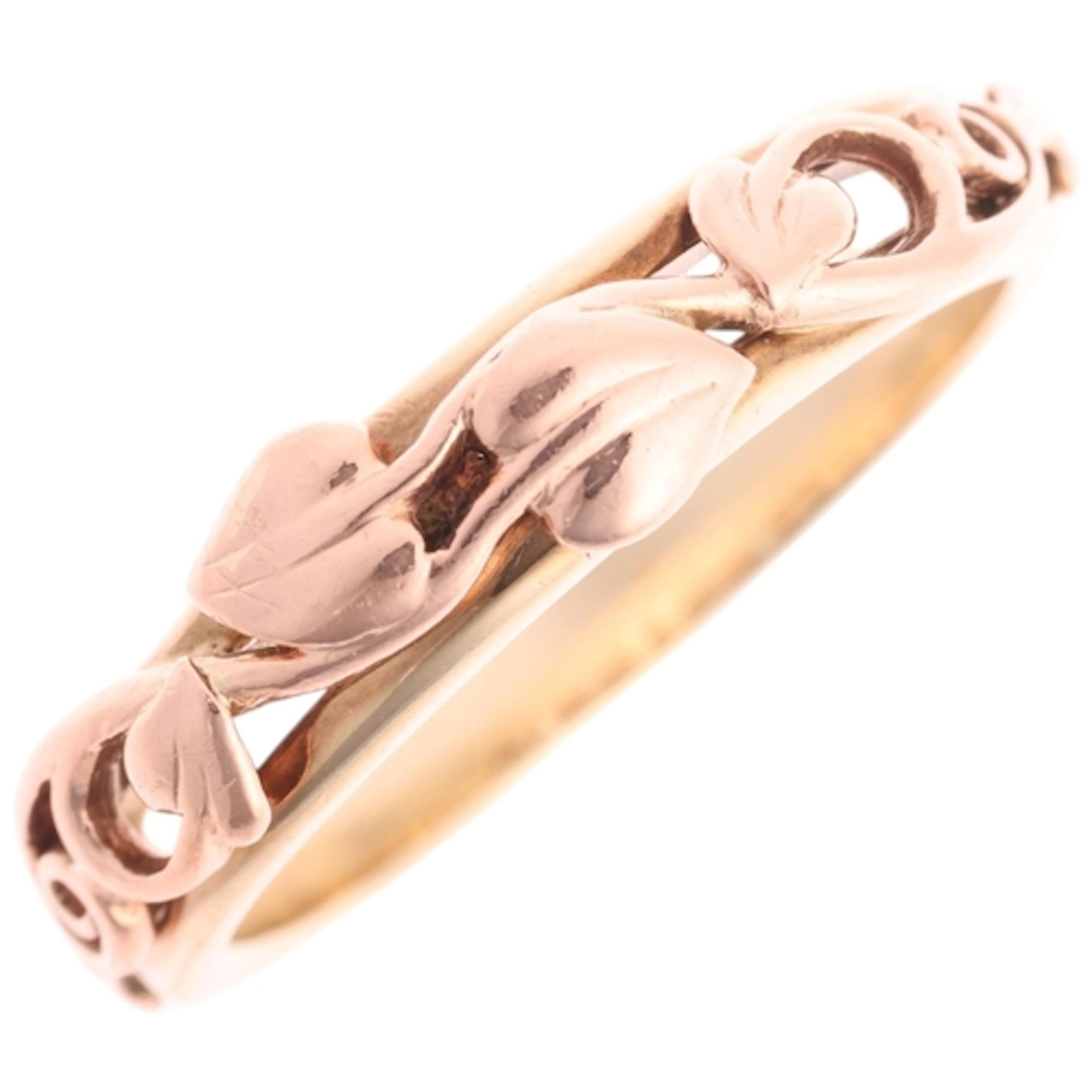 CLOGAU - a Welsh 9ct two-colour gold 'Tree Of Life' band rin...