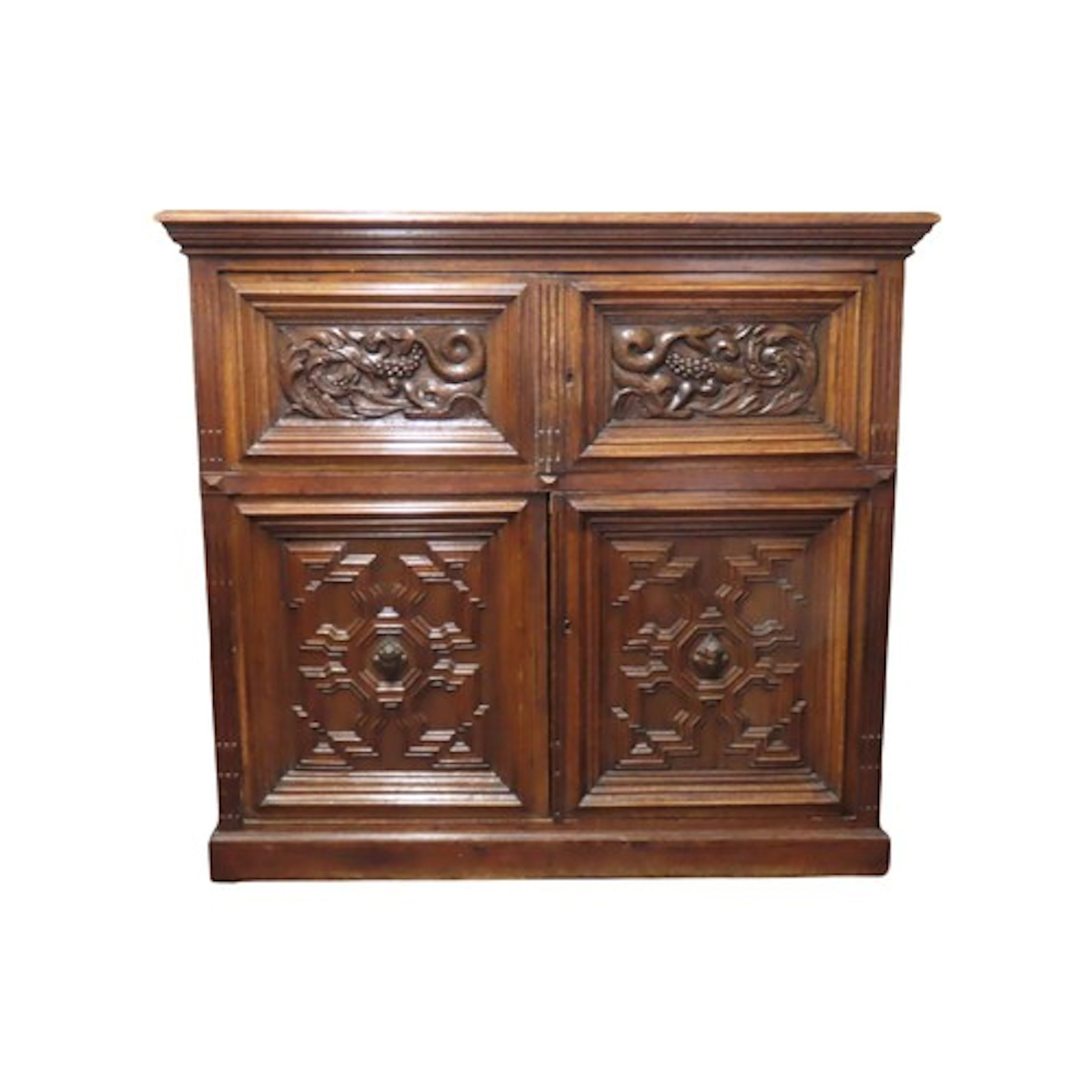 A substantial Antique oak Jacobean style side cupboard enclo...