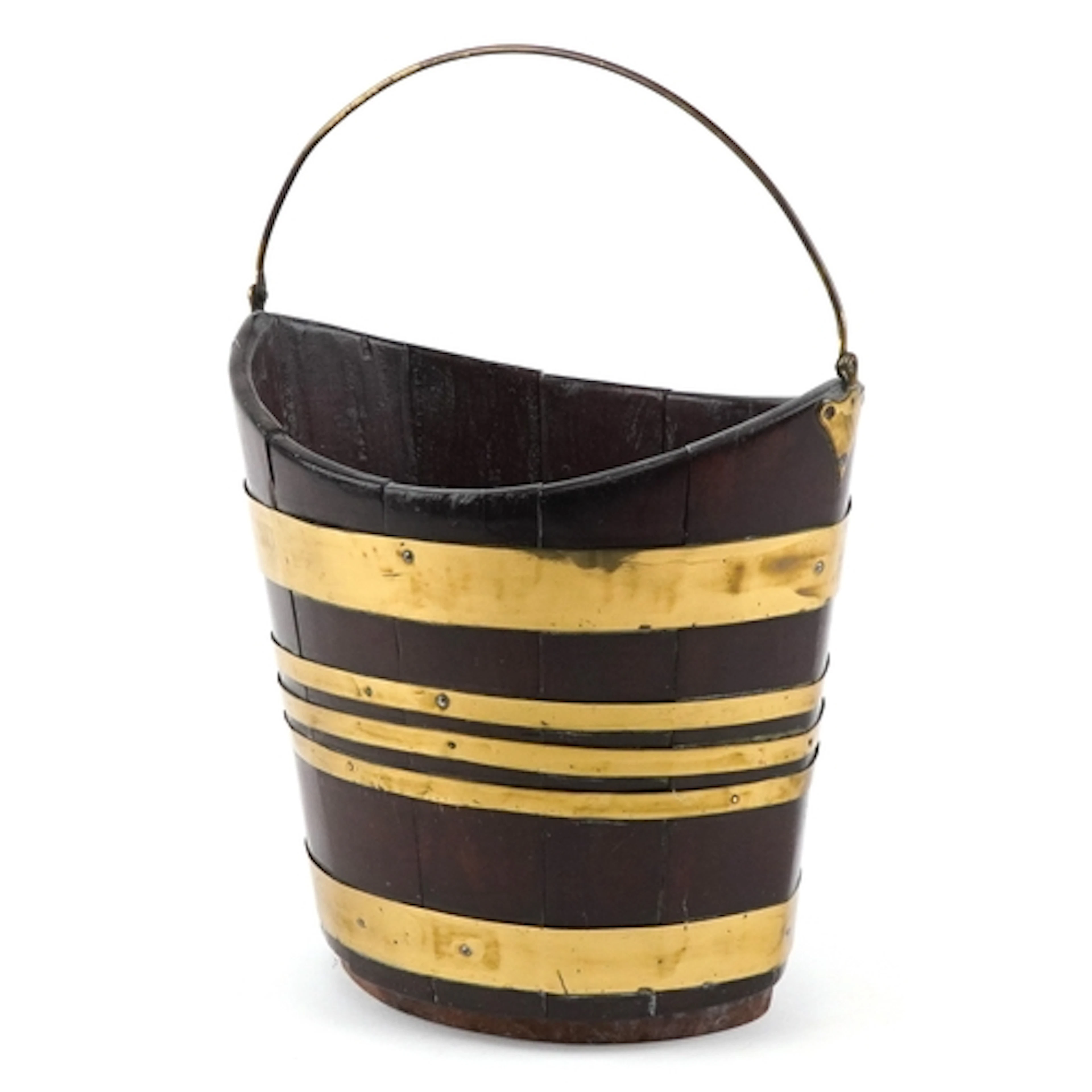 19th century Dutch mahogany and brass bound bucket with swin...