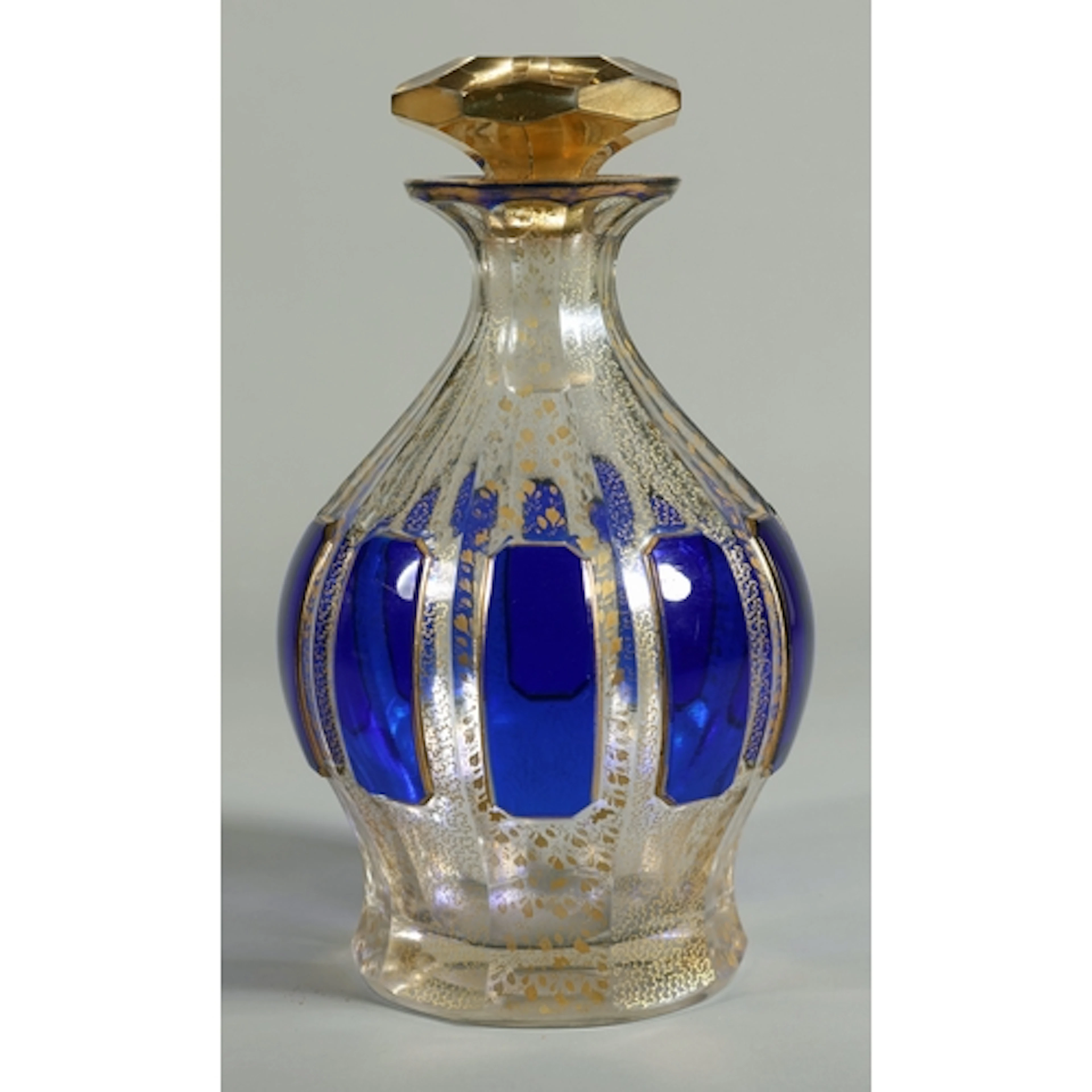 Antique Moser style flash cut glass decanter having Bristol ...