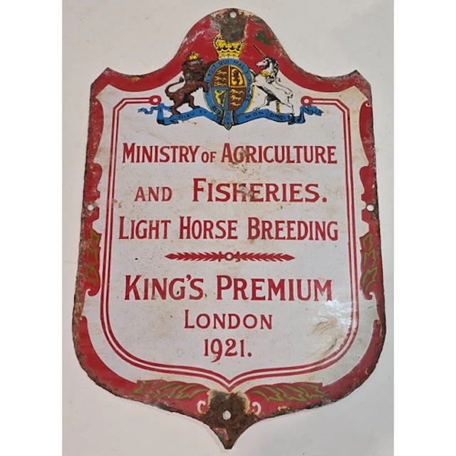 Antique shield shape enamel sign reads "Ministry of Agricult...