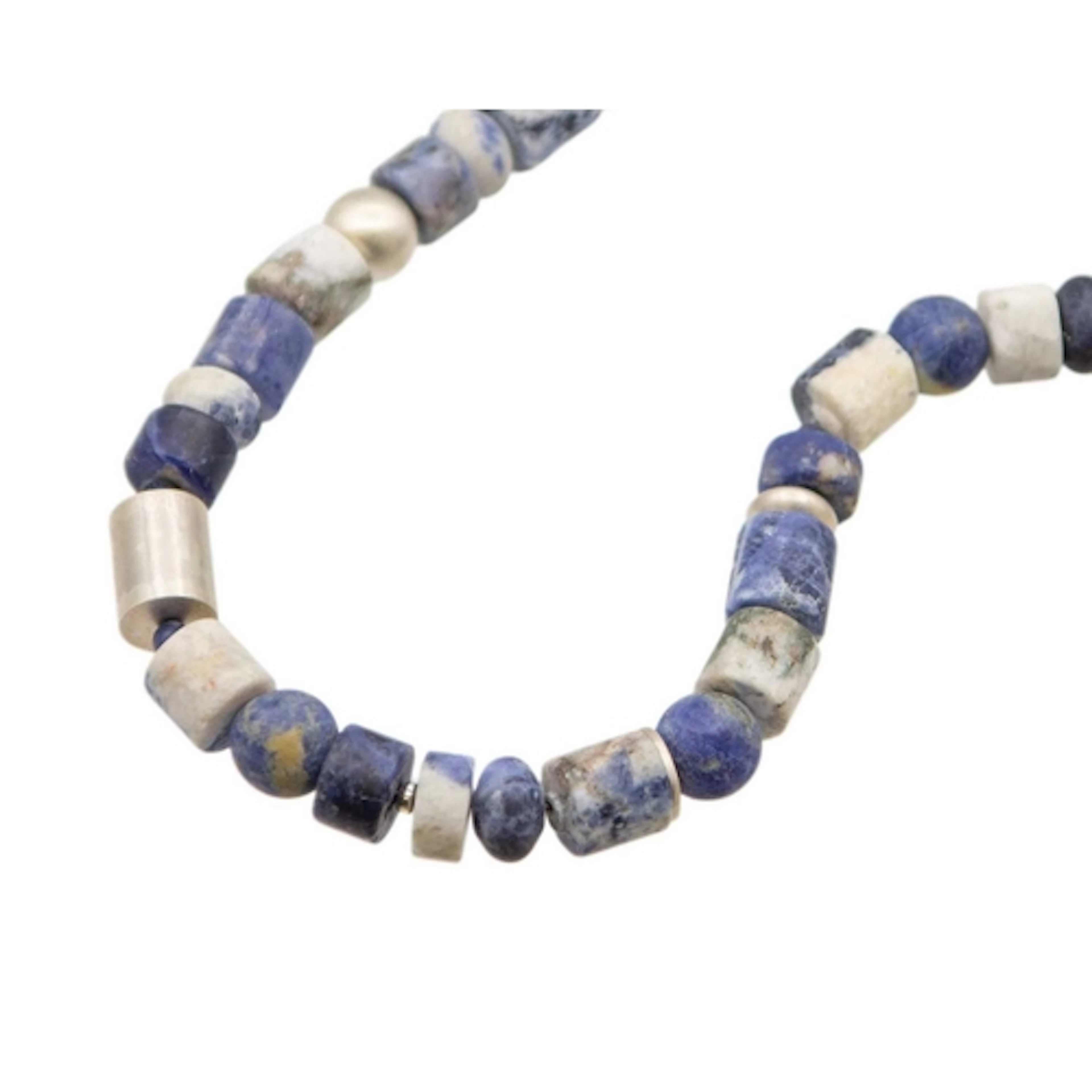 § Roberta HOPKINS Sodalite & silver bead necklace With asymm...