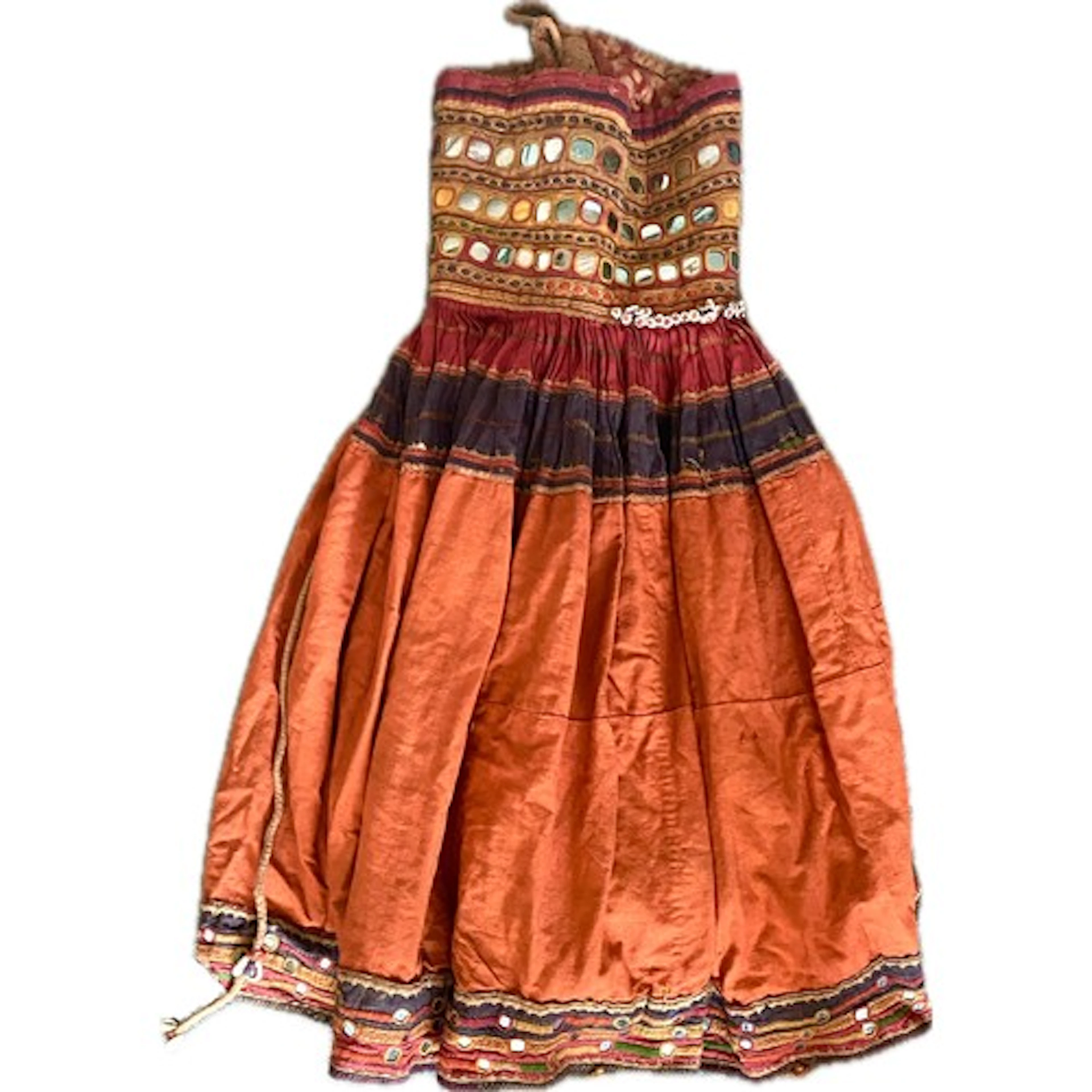 An early 20th century Banjara tribal skirt with mirror detai...