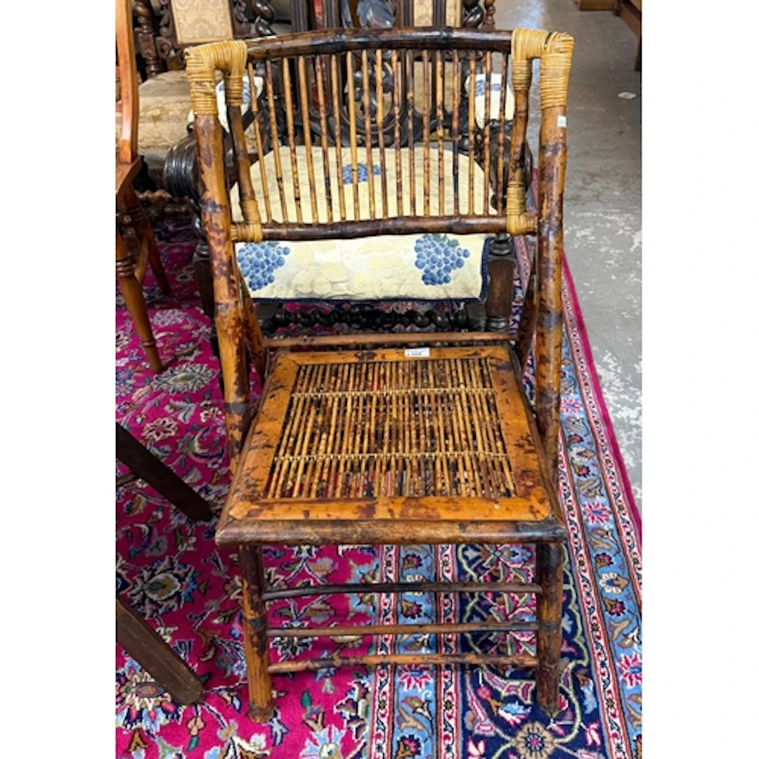 Unusual early 20th century bamboo folding garden chair. (B.P...