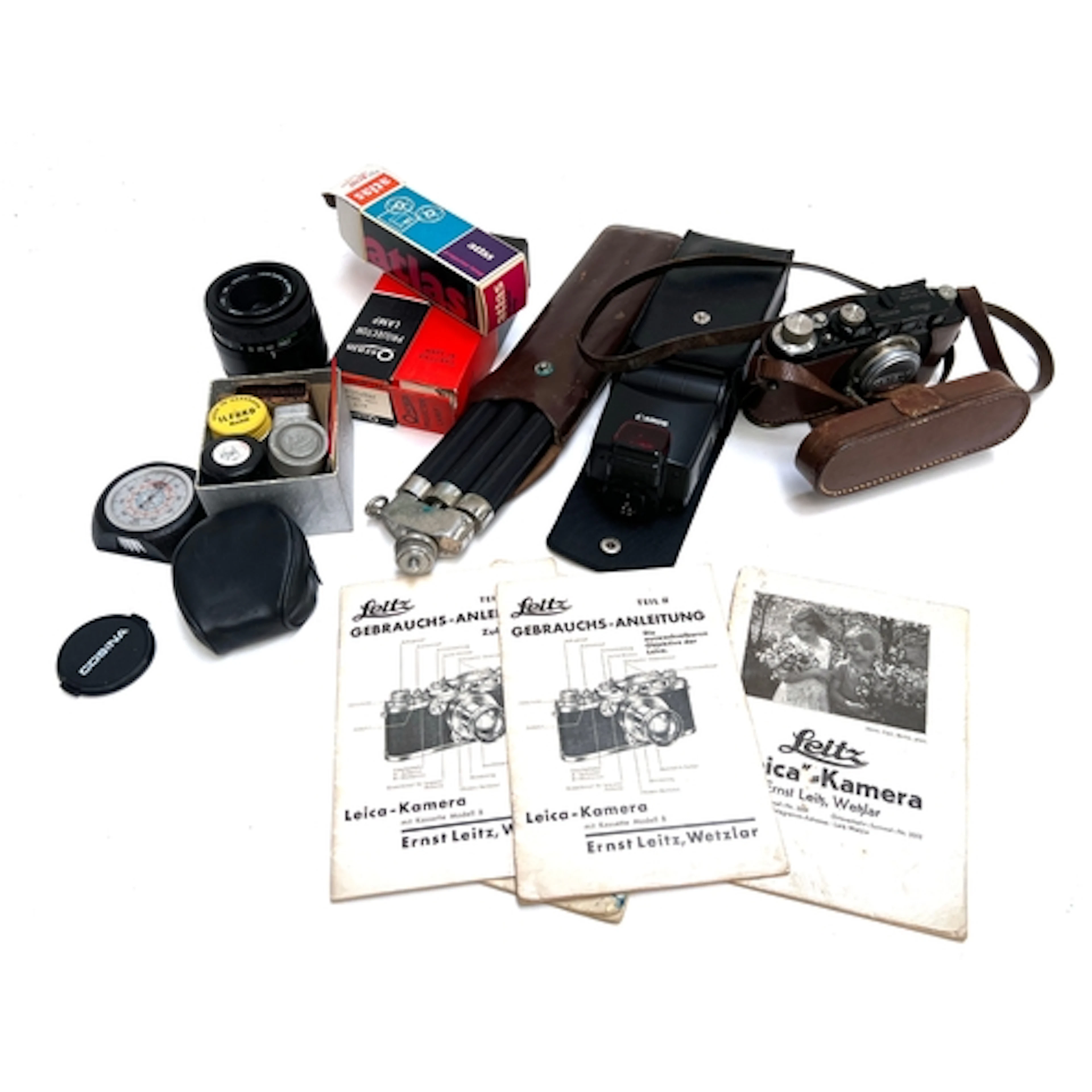 A collection of photographic equipment to include Leica Erns...