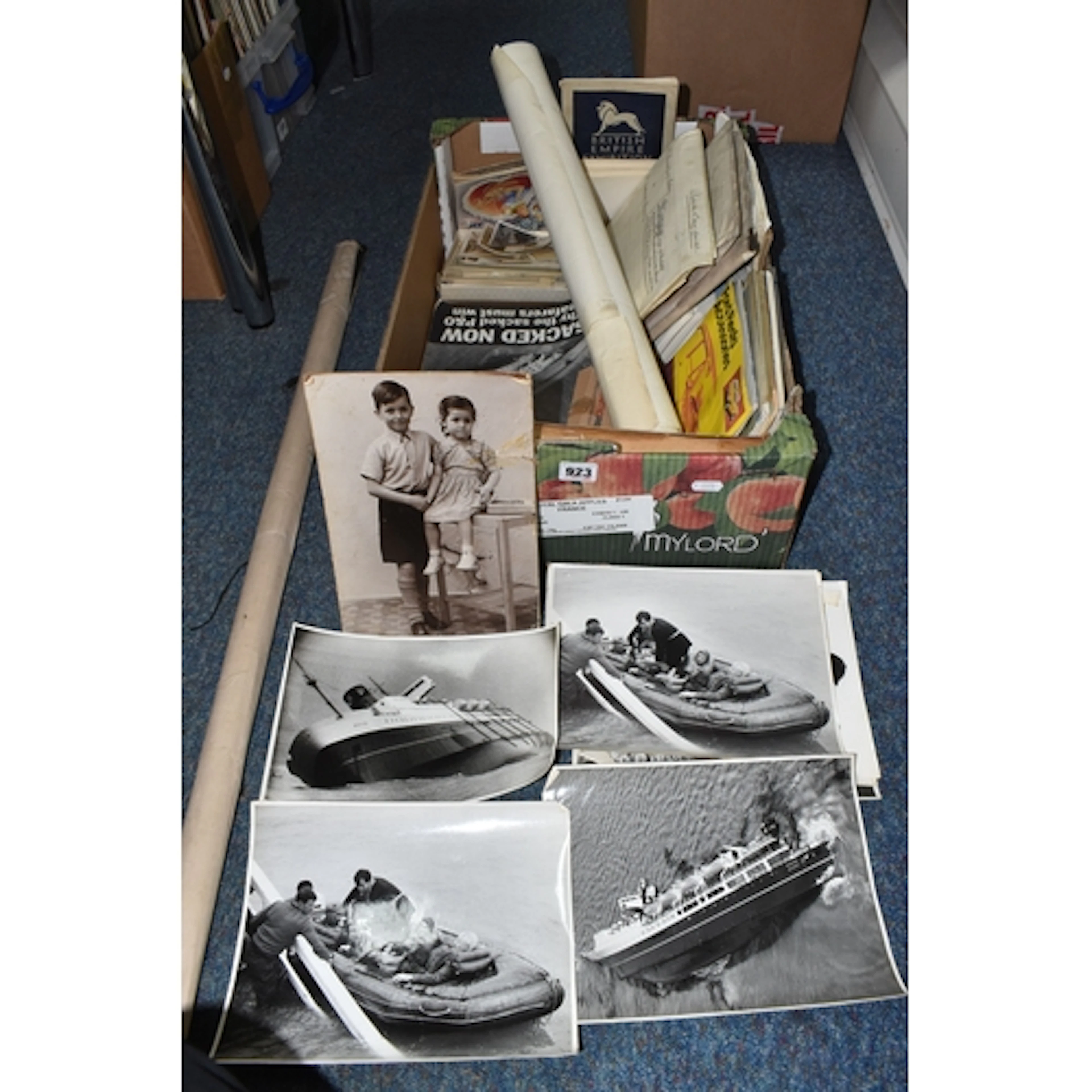 A BOX AND LOOSE EPHEMERA, to include a 1940s educational wal...