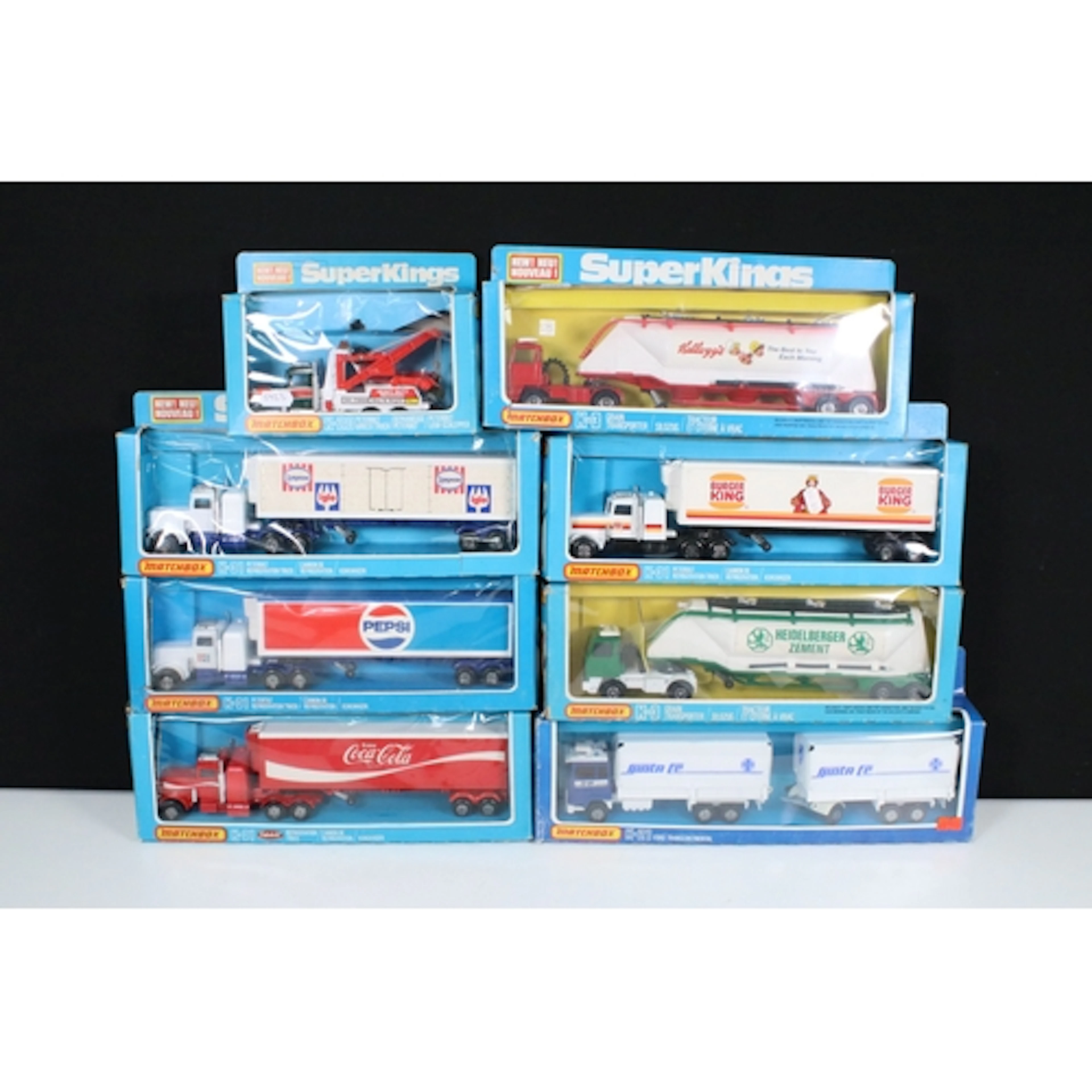 Eight boxed Matchbox SuperKings diecast models to include K-...