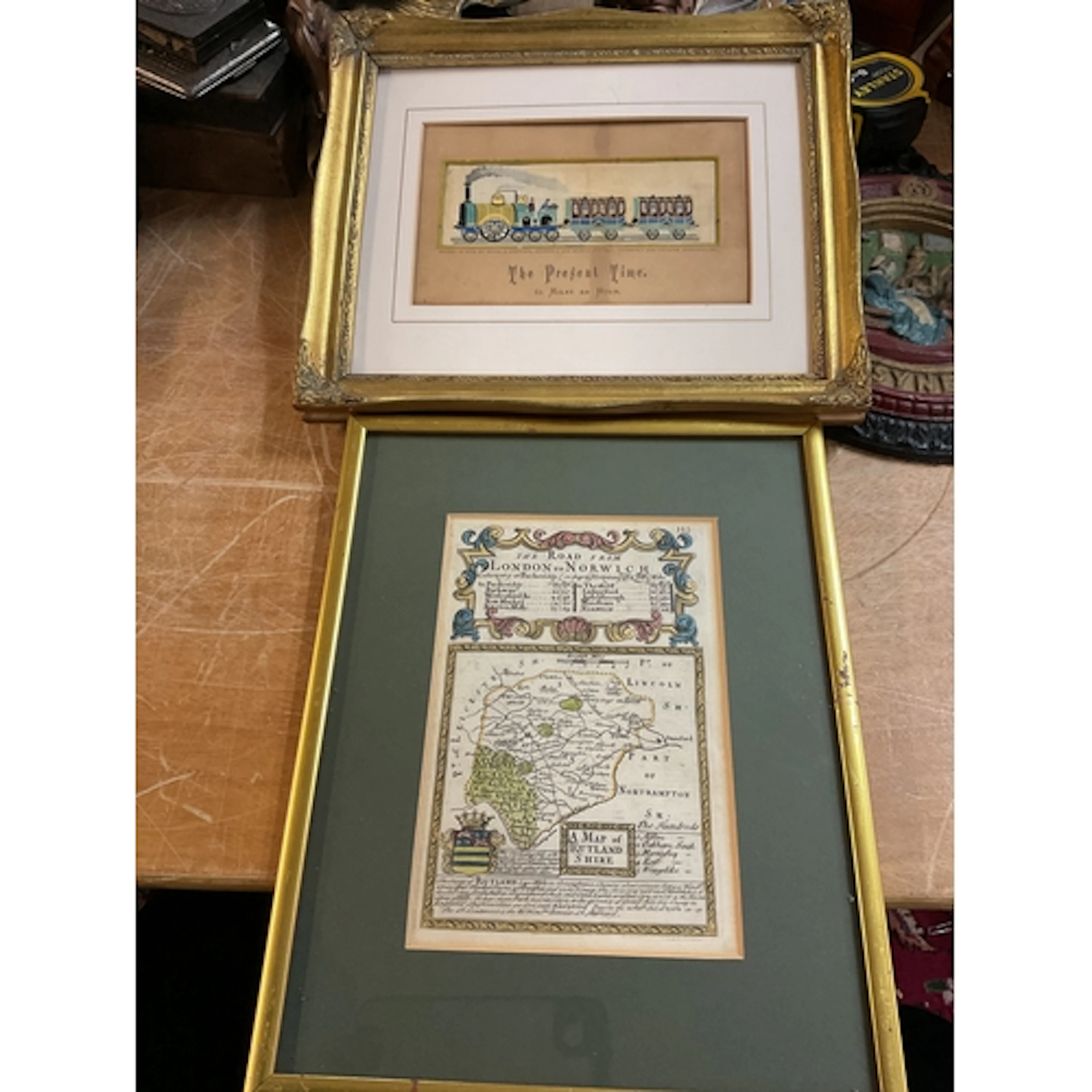 Framed Stevenograph of train along with framed map of The Ro...