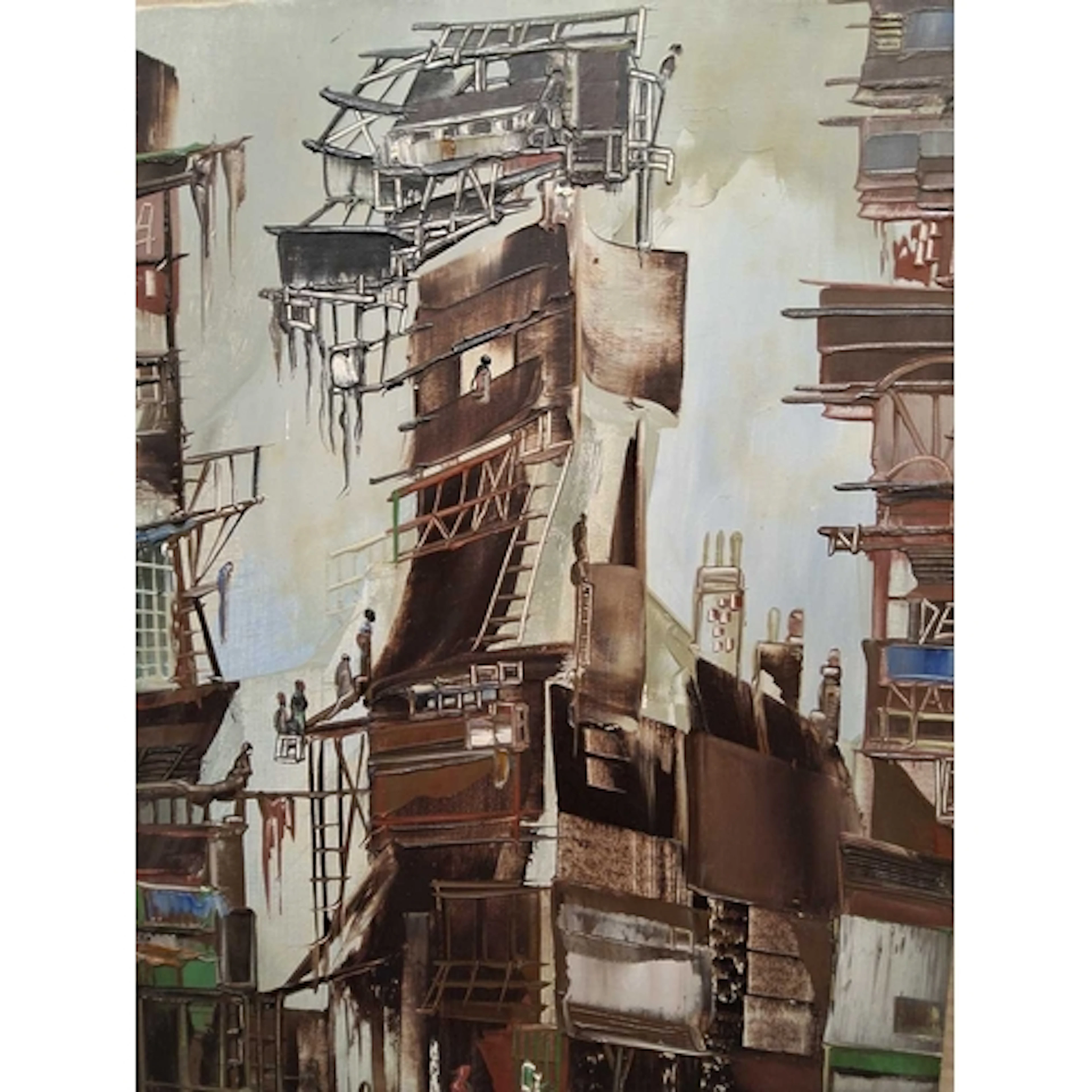TREVOR LAWRENCE (1944-2012) A STREET SCENE OF RAMSHACKLE BUI...