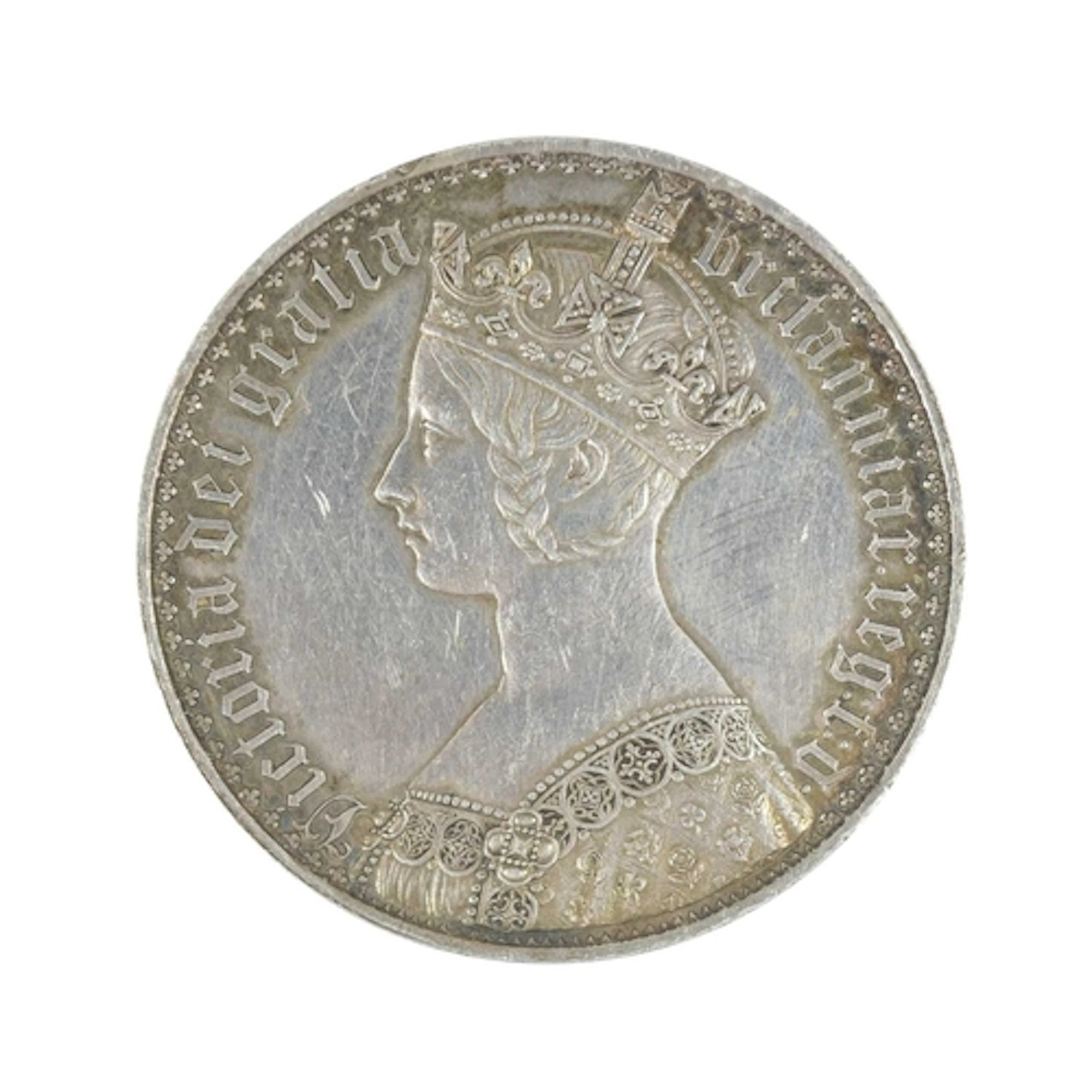 1847 Gothic Head Victorian Crown. A very nice coin with edge...