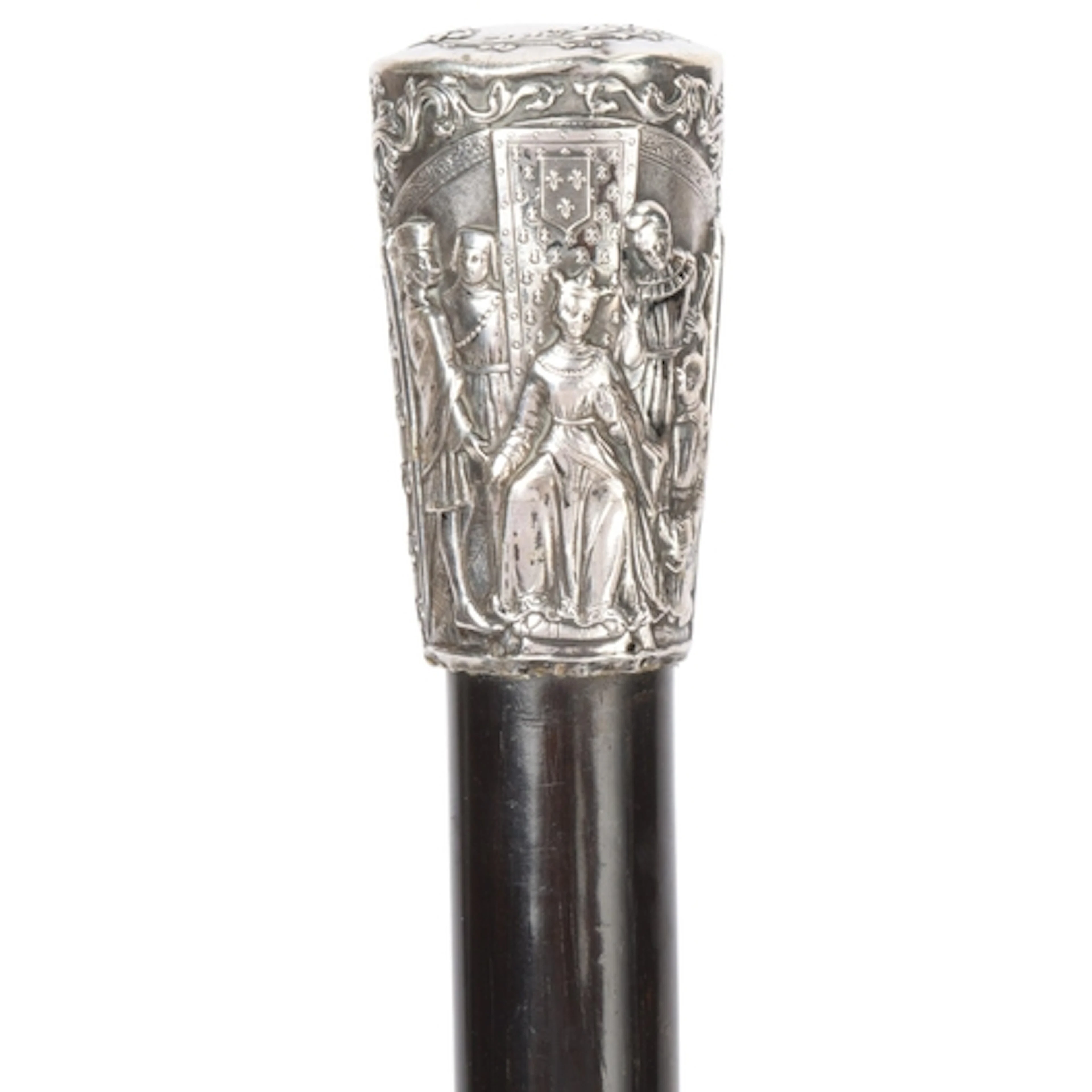 An evening cane with the scene of a queen and an assassinati...