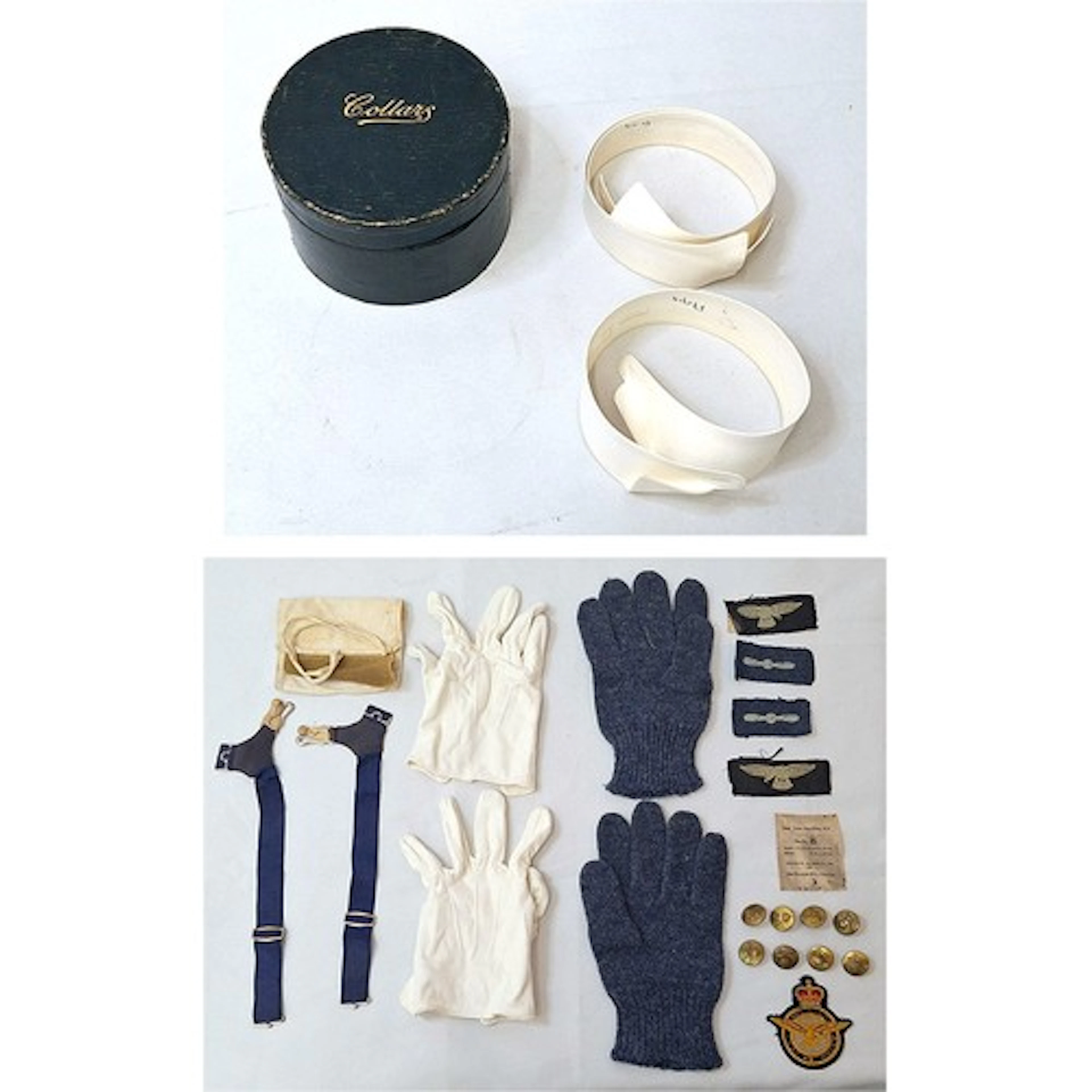 Vintage Collar Box with contents, approx. 13cm Dia., Royal A...