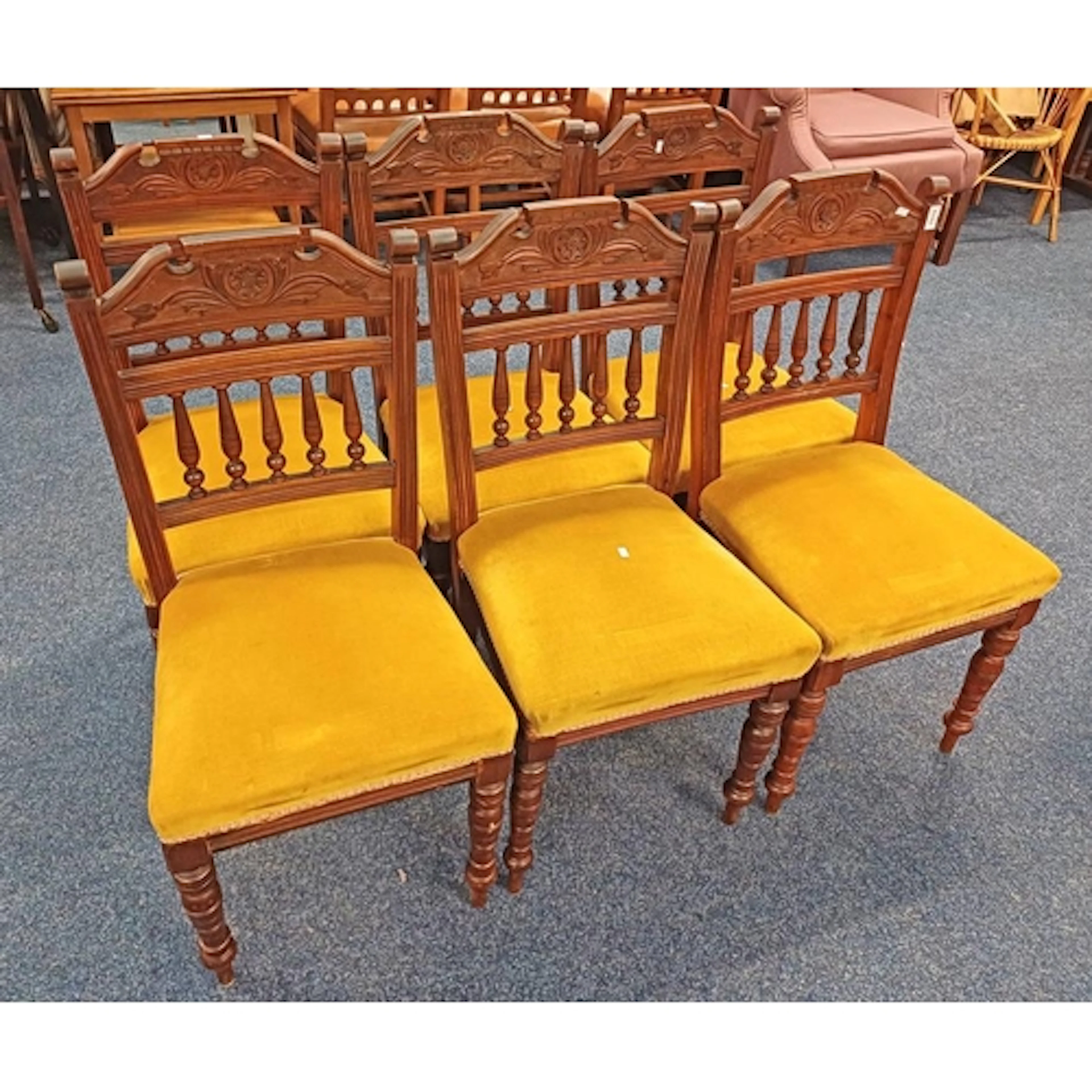 SET OF 6 LATE 19TH CENTURY MAHOGANY DINING CHAIRS ON TURNED ...