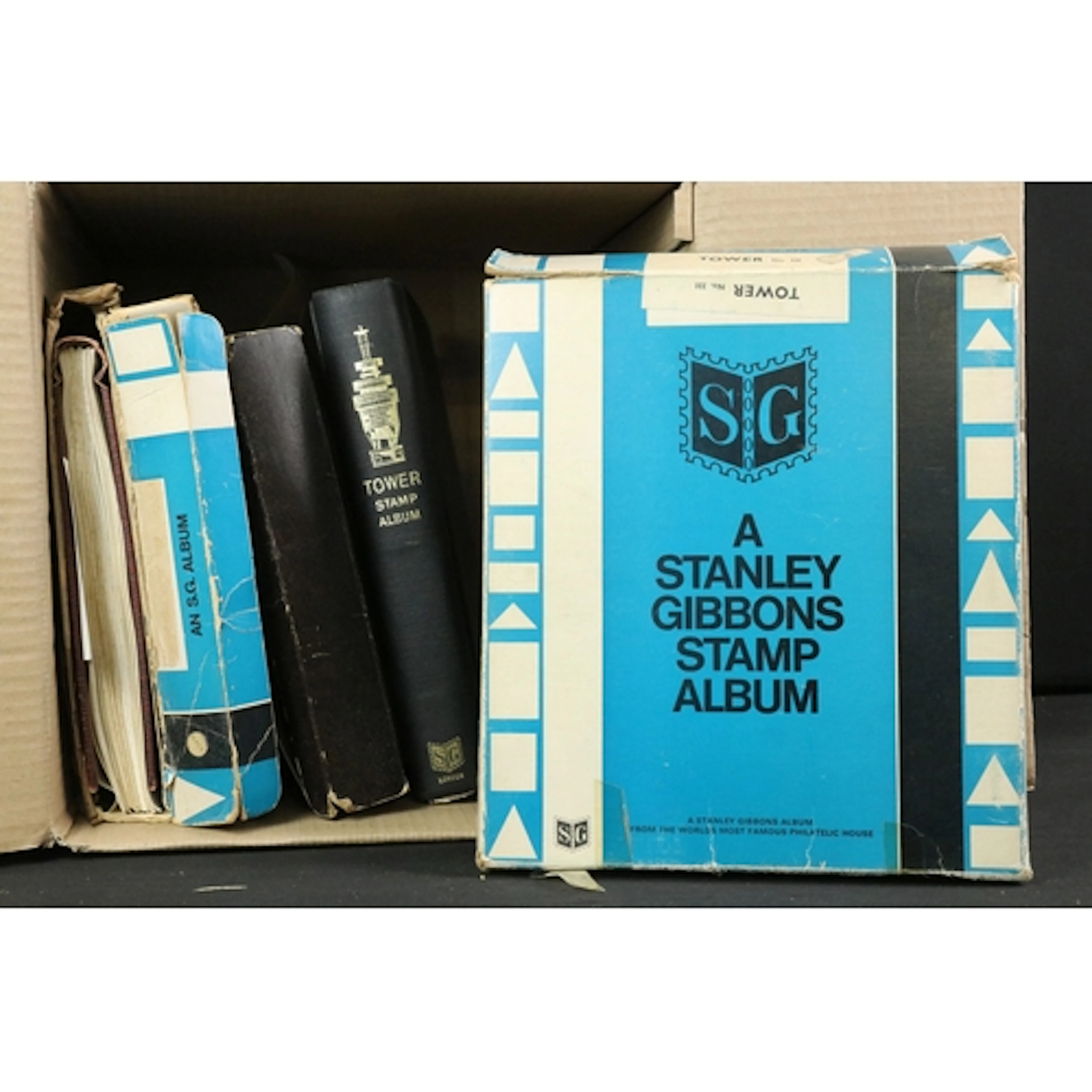 Collection of stamps contained within four albums from the e...