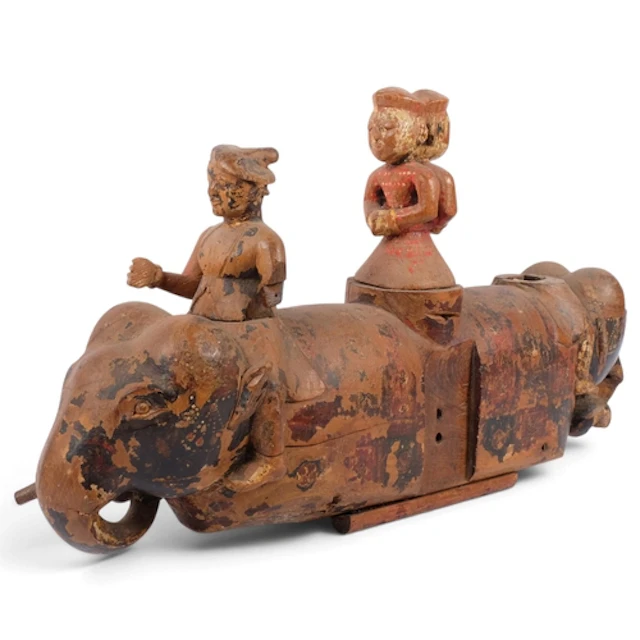 An Antique Indian carved and painted wood sculpture, possibl...