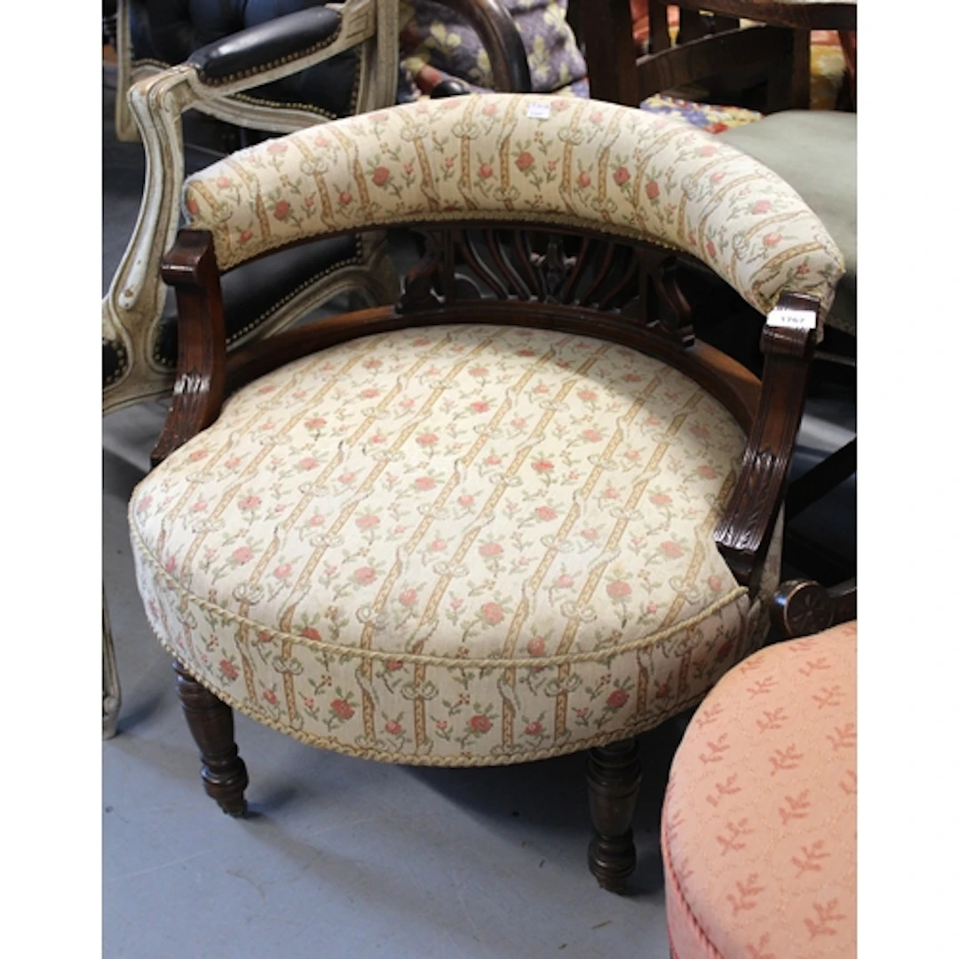 Victorian mahogany tub shaped chair, together with a Victori...