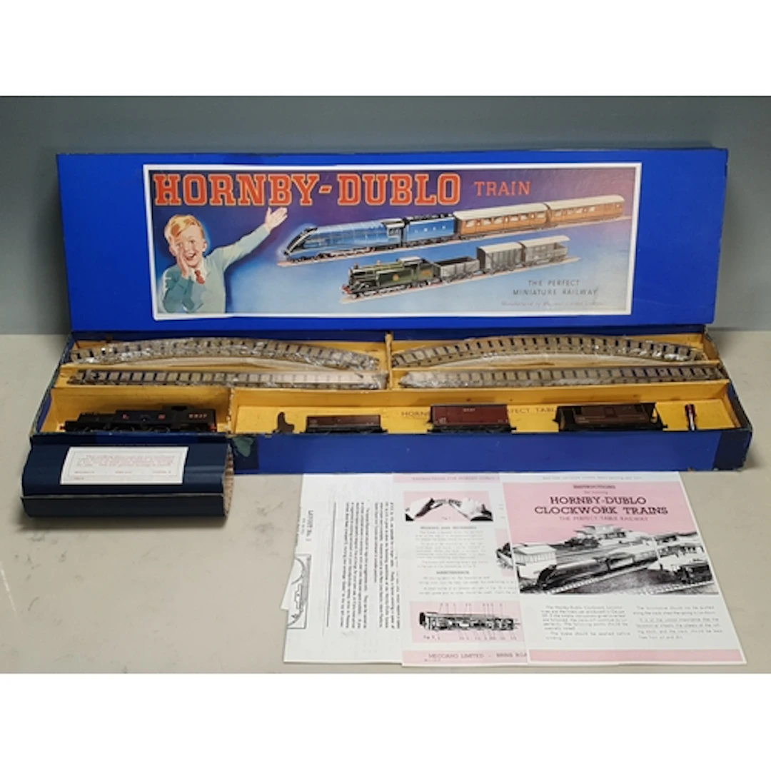 A boxed Hornby Dublo pre-war DG7 LMS clockwork 0-6-2T Goods ...