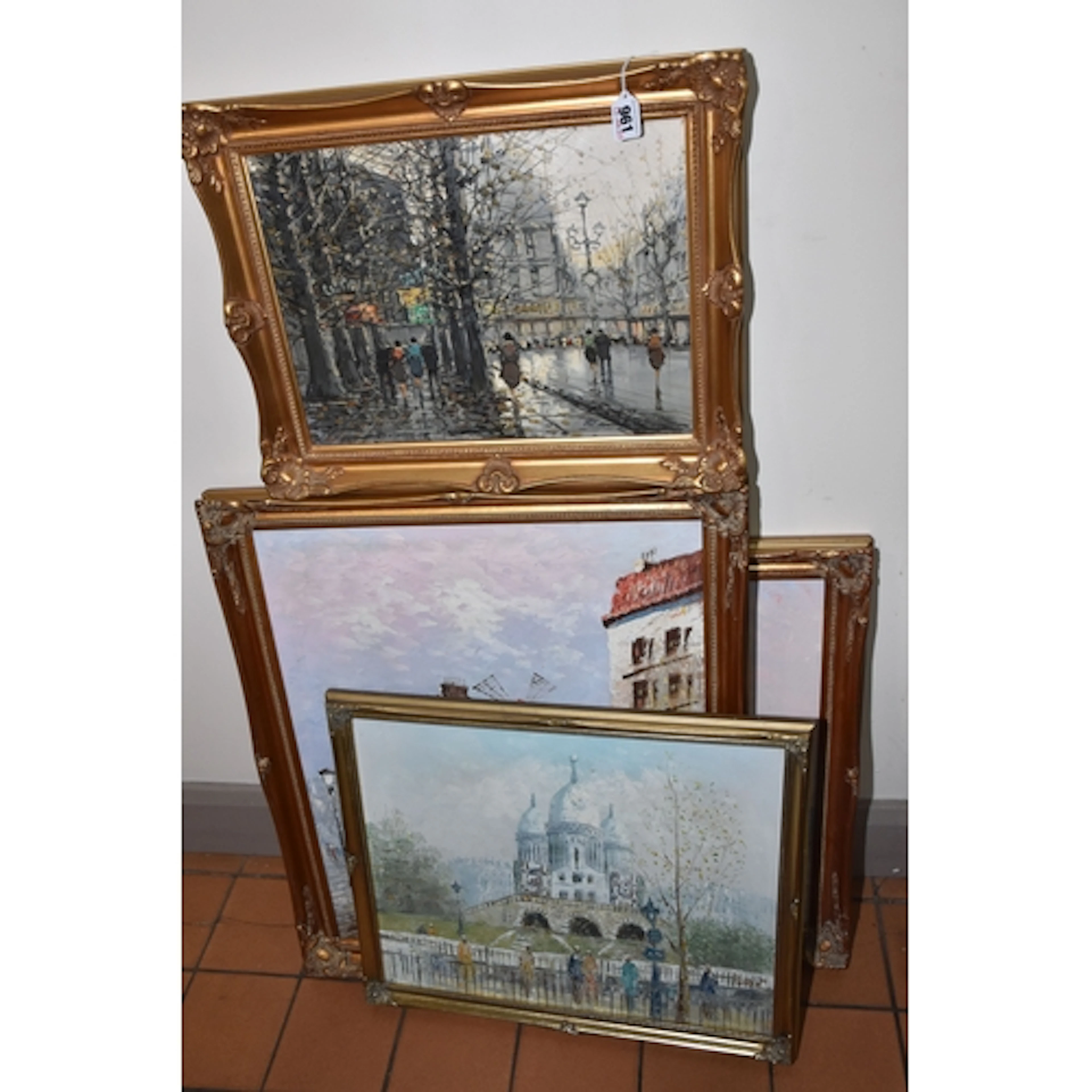 FOUR LATE 2OTH CENTURY PICTURES OF FRENCH SCENES, comprising...