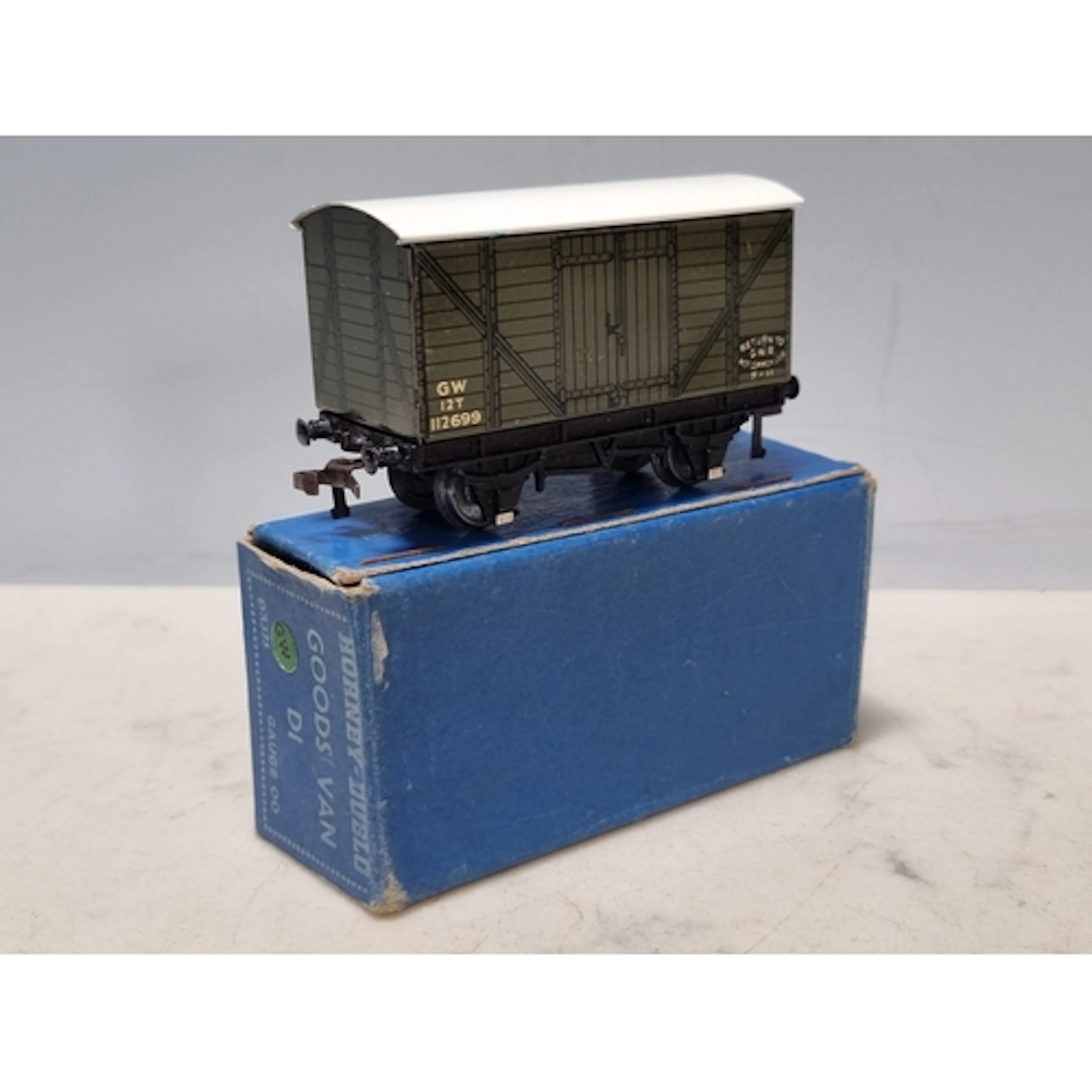 A boxed Hornby Dublo D1 GWR Goods Van, Nr M, box 6/50 Ex plu...