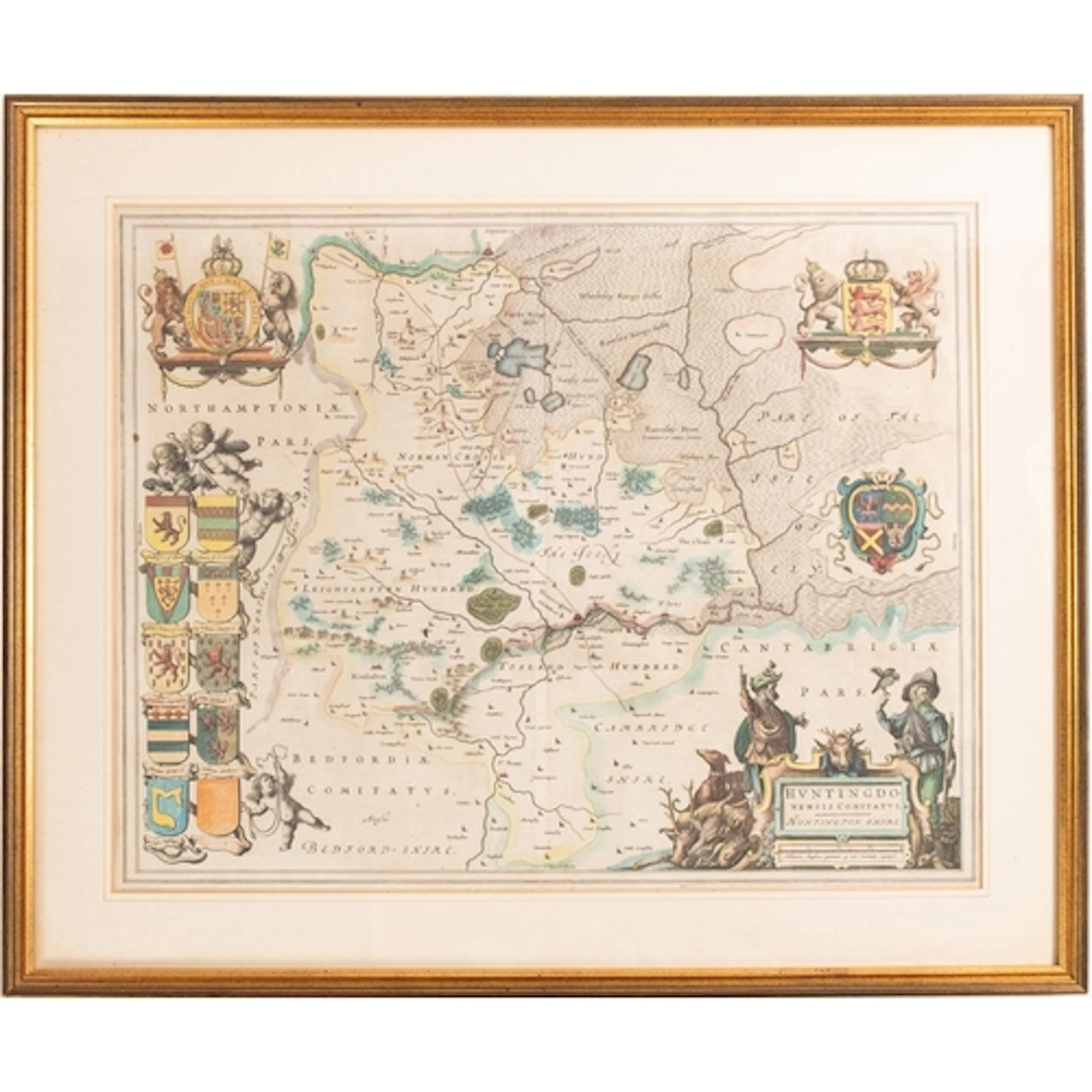 HUNTINGDONSHIRE & NORTHAMPTONSHIRE. 2 maps: BLAEU, Joan. Hun...