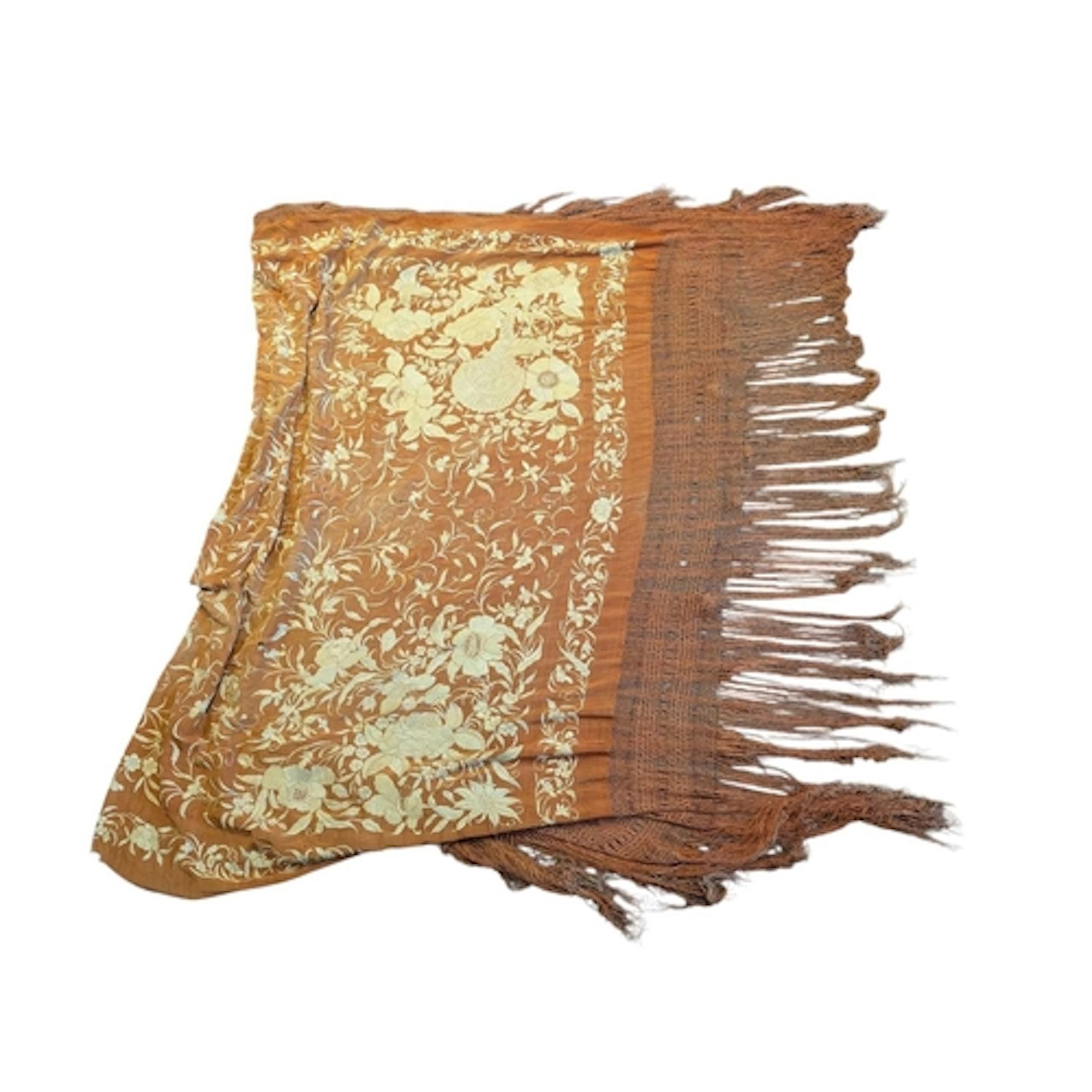 Large early 20th century vintage Chinese piano shawl. The sh...