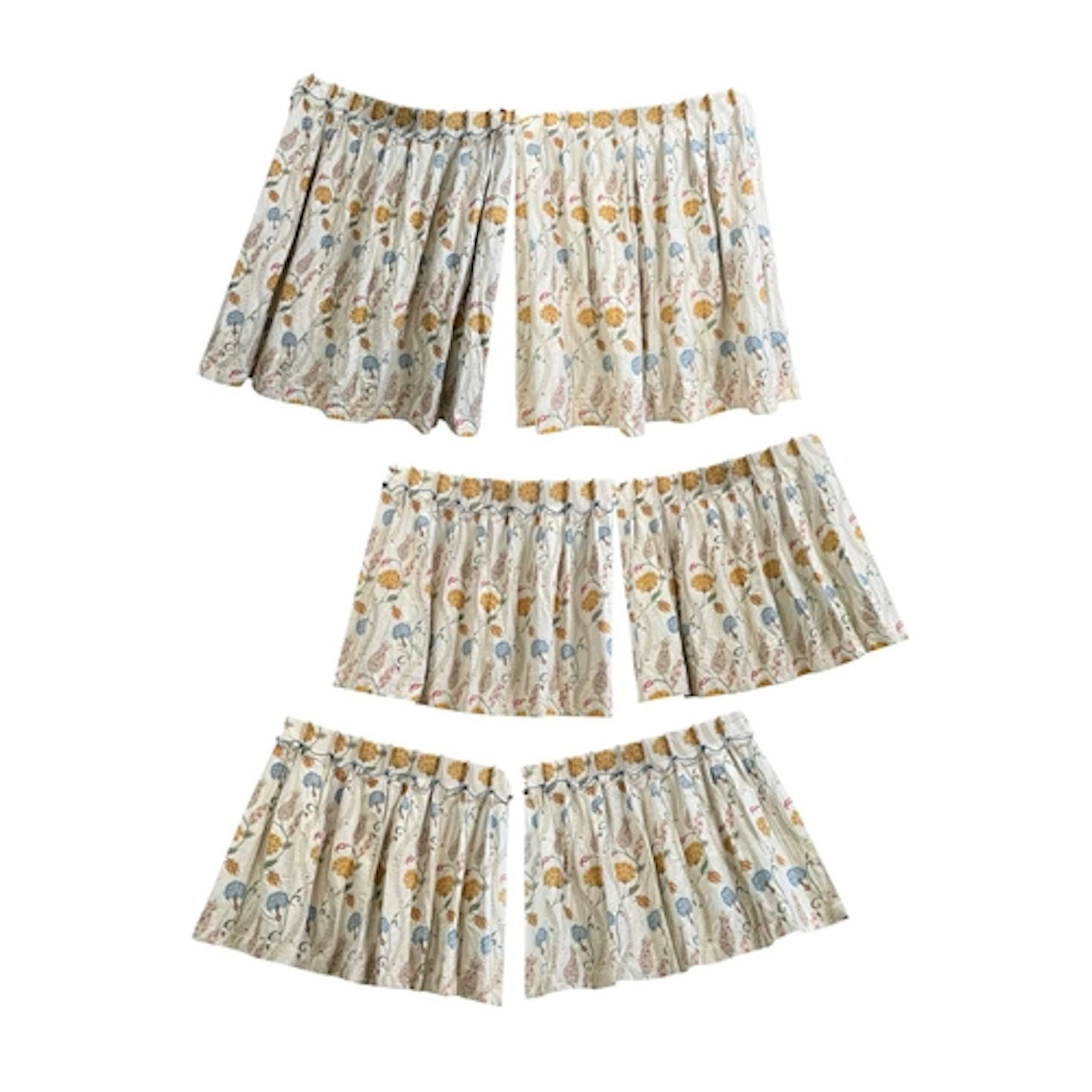 Four pairs of vintage machine embroidered floral curtains. E...