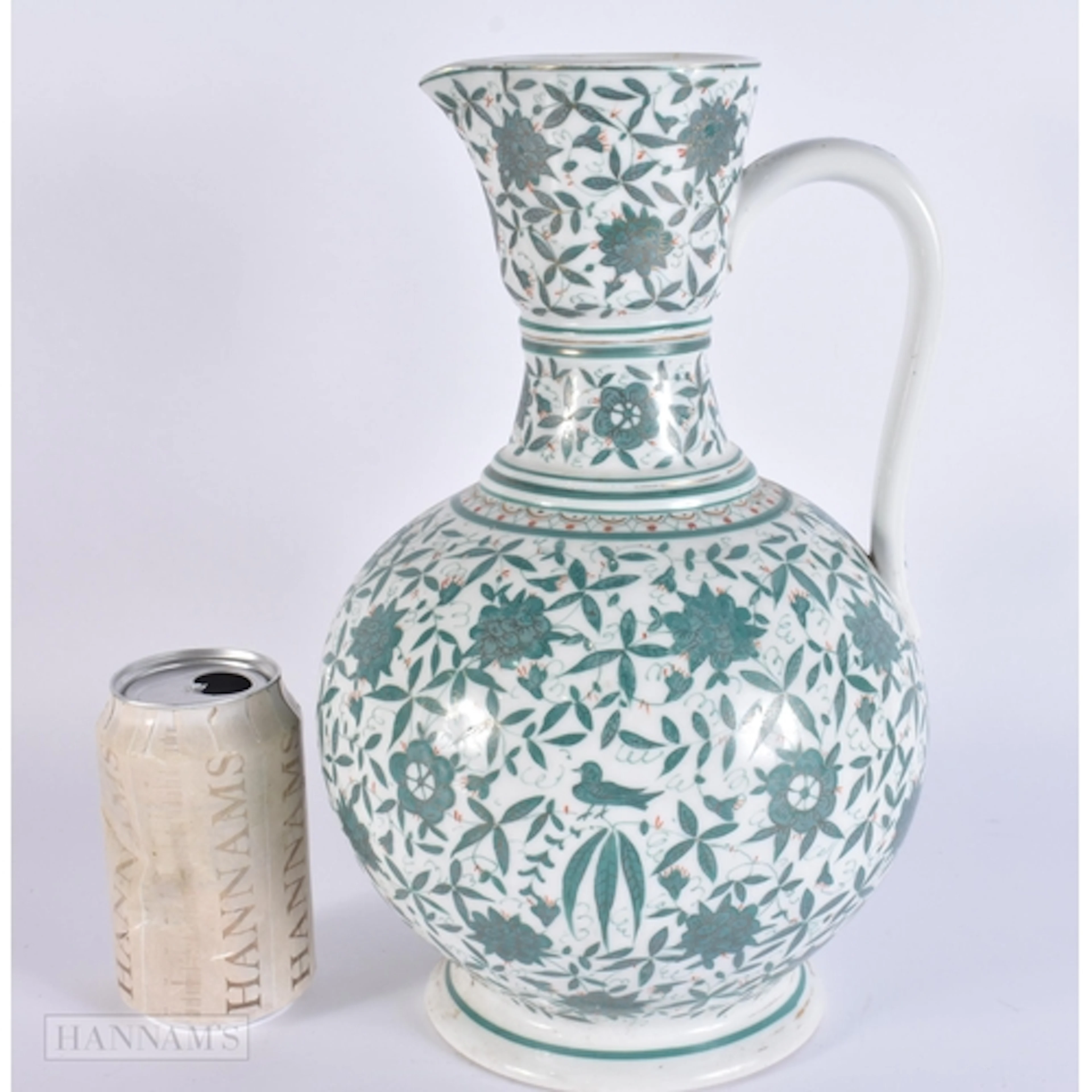 A LARGE ANTIQUE FRENCH IZNIK PORCELAIN JUG painted with flow...