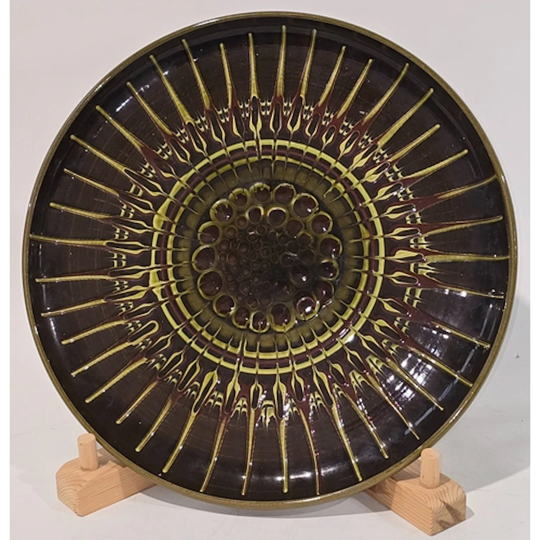 Poole Pottery large glazed wall plaque / charger by Guy Syde...
