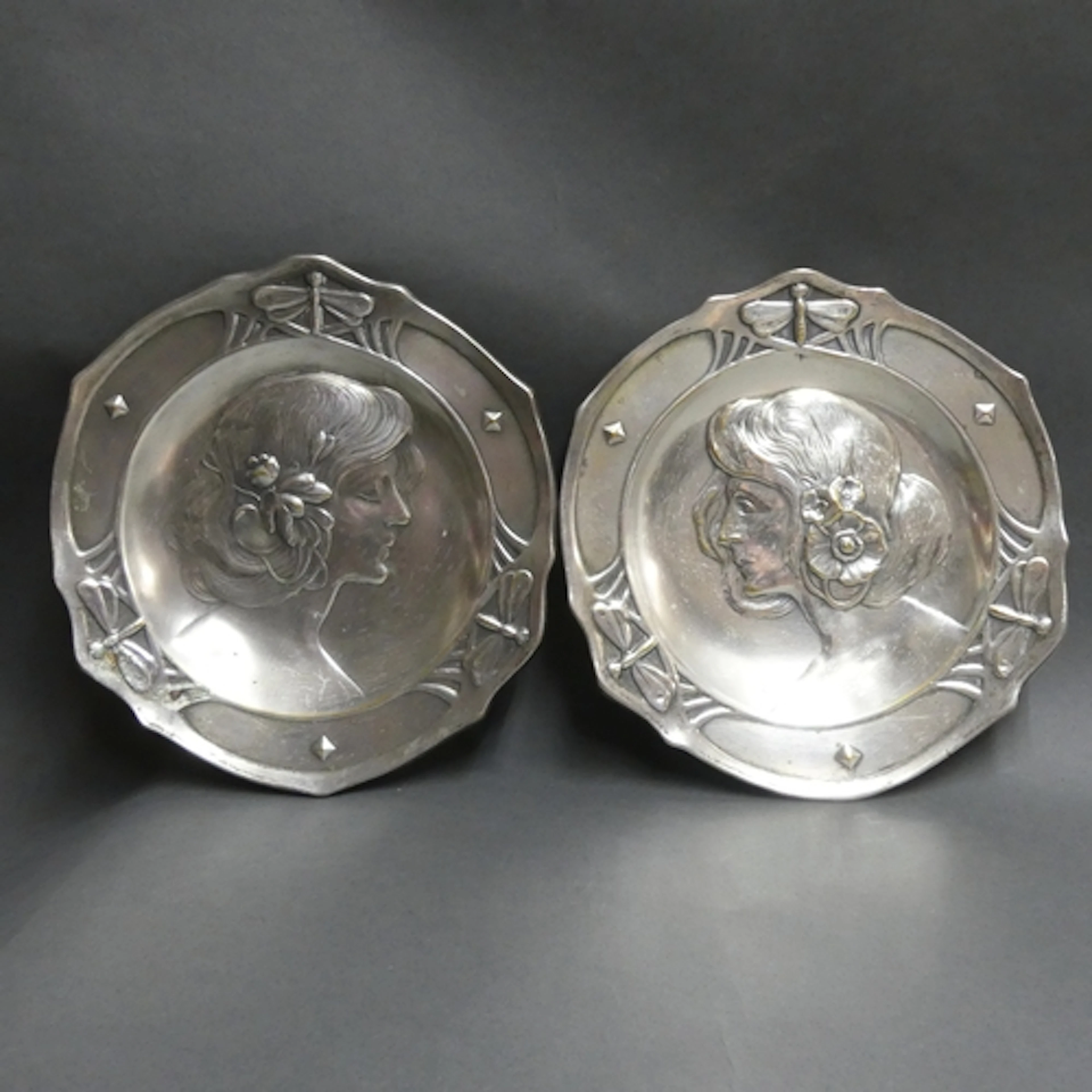 A pair of continental Art Nouveau silver plated pressed bras...