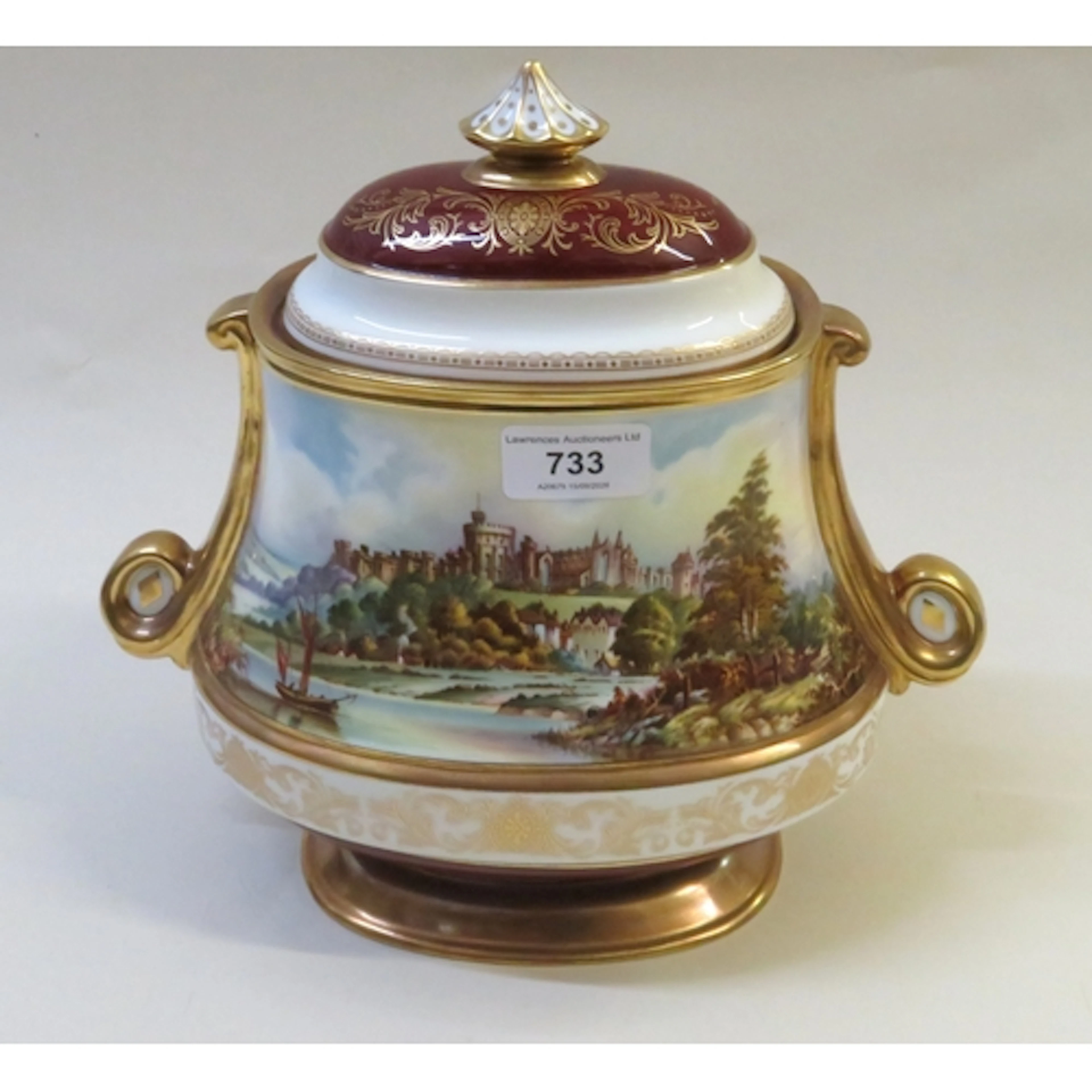 Aynsley ' Fine Art Collection ' two handled baluster form va...