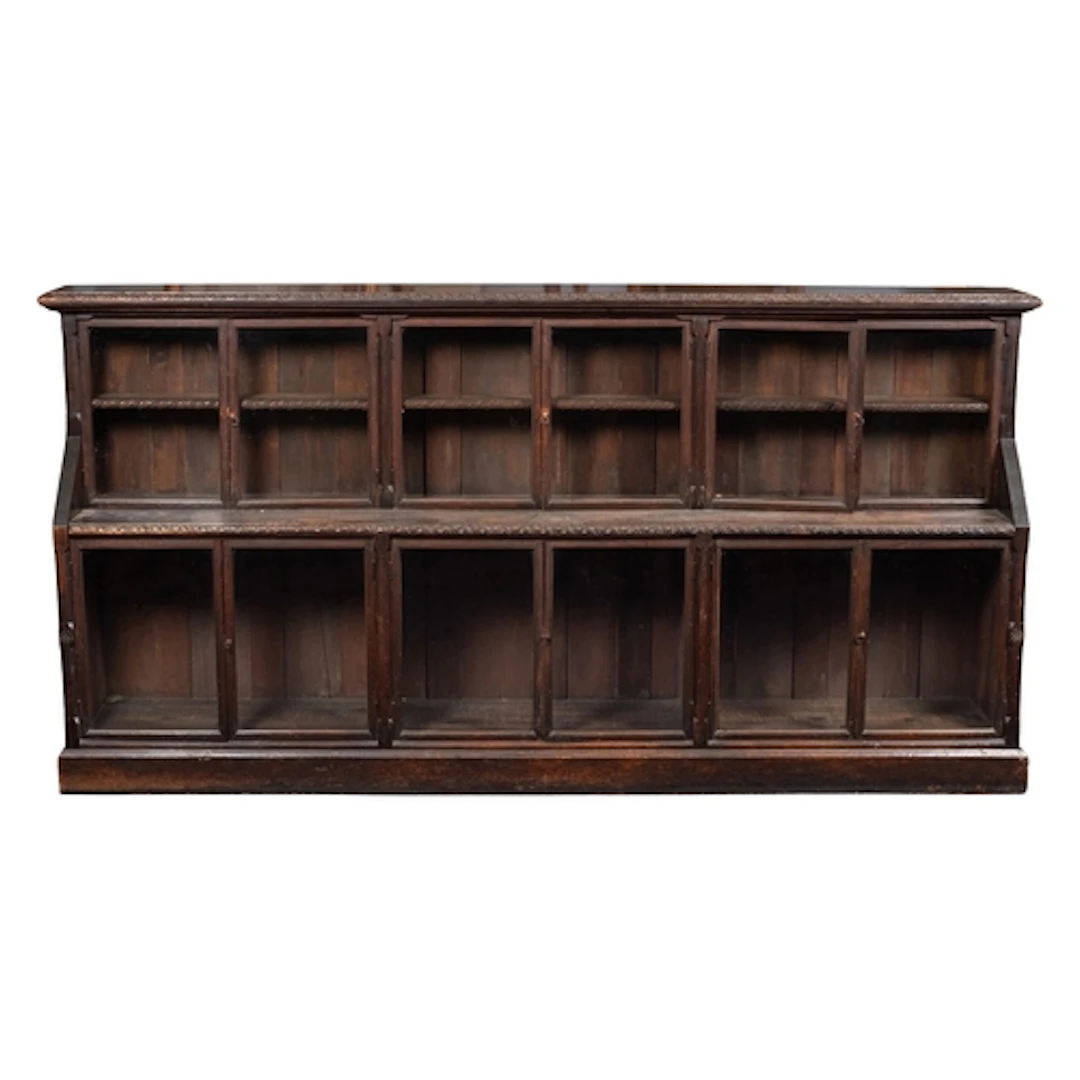 A Victorian oak and glazed dwarf bookcase, late 19th century...