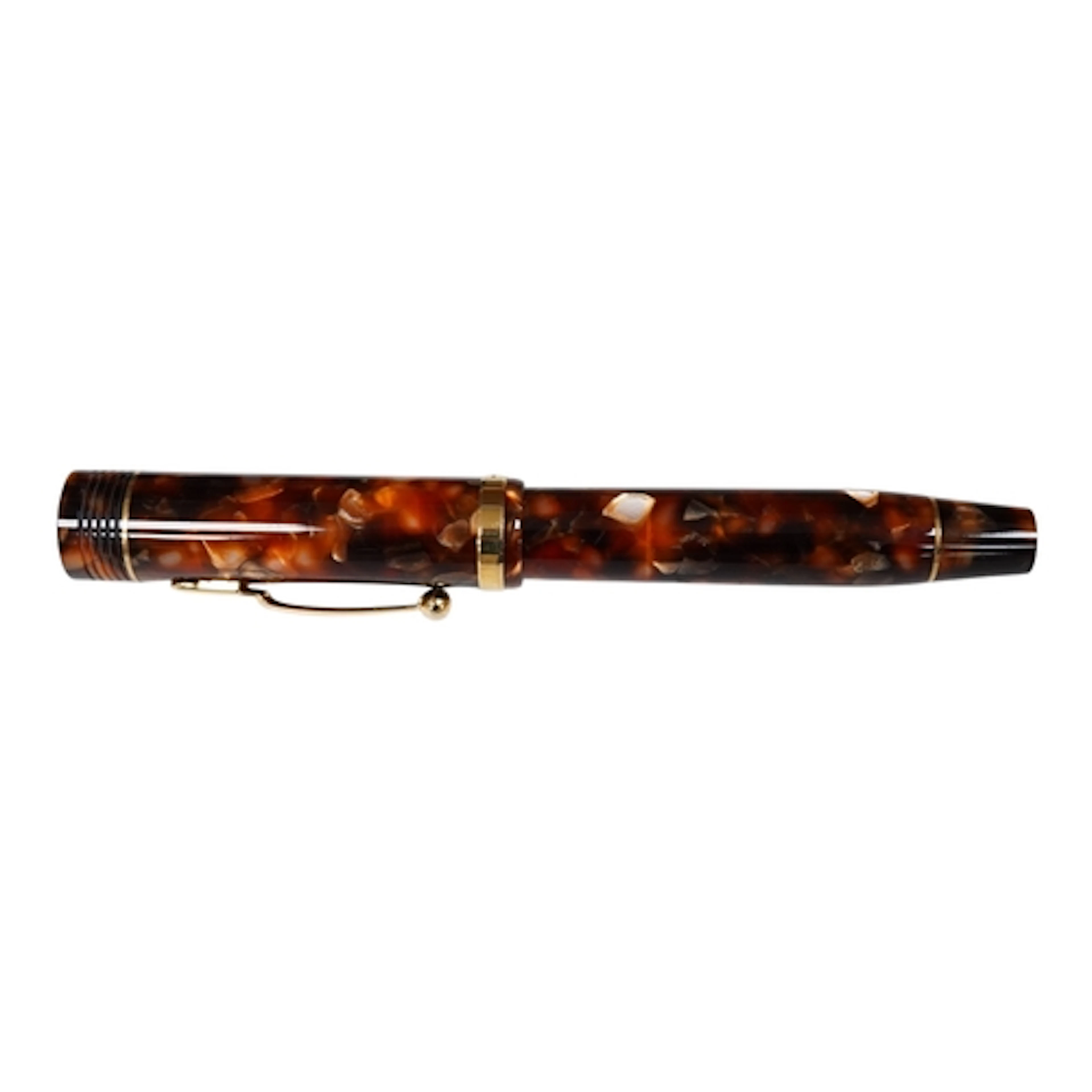 A Conway Stewart Churchill fountain pen, classic brown lever...
