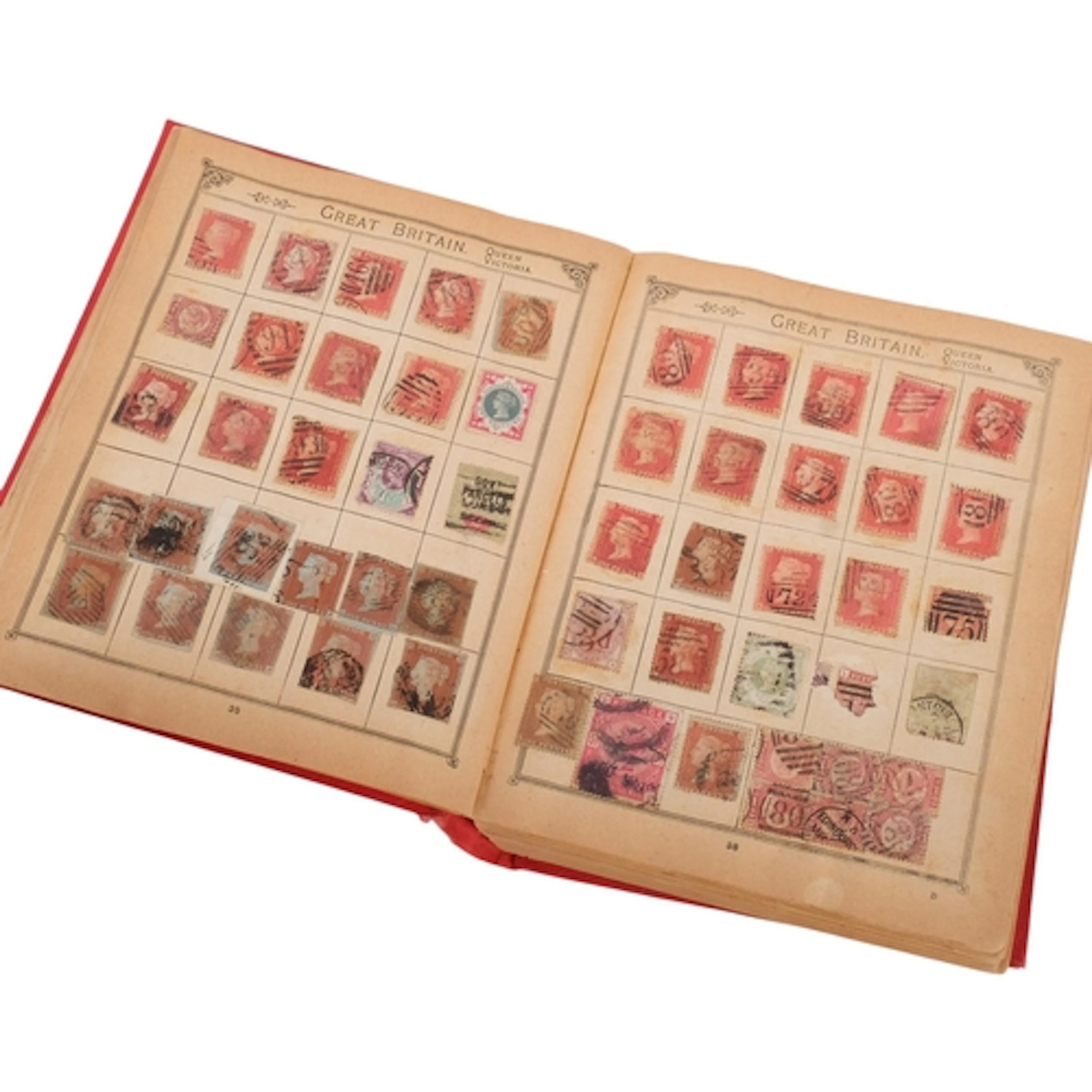 An album of British and world postage stamps, including Penn...