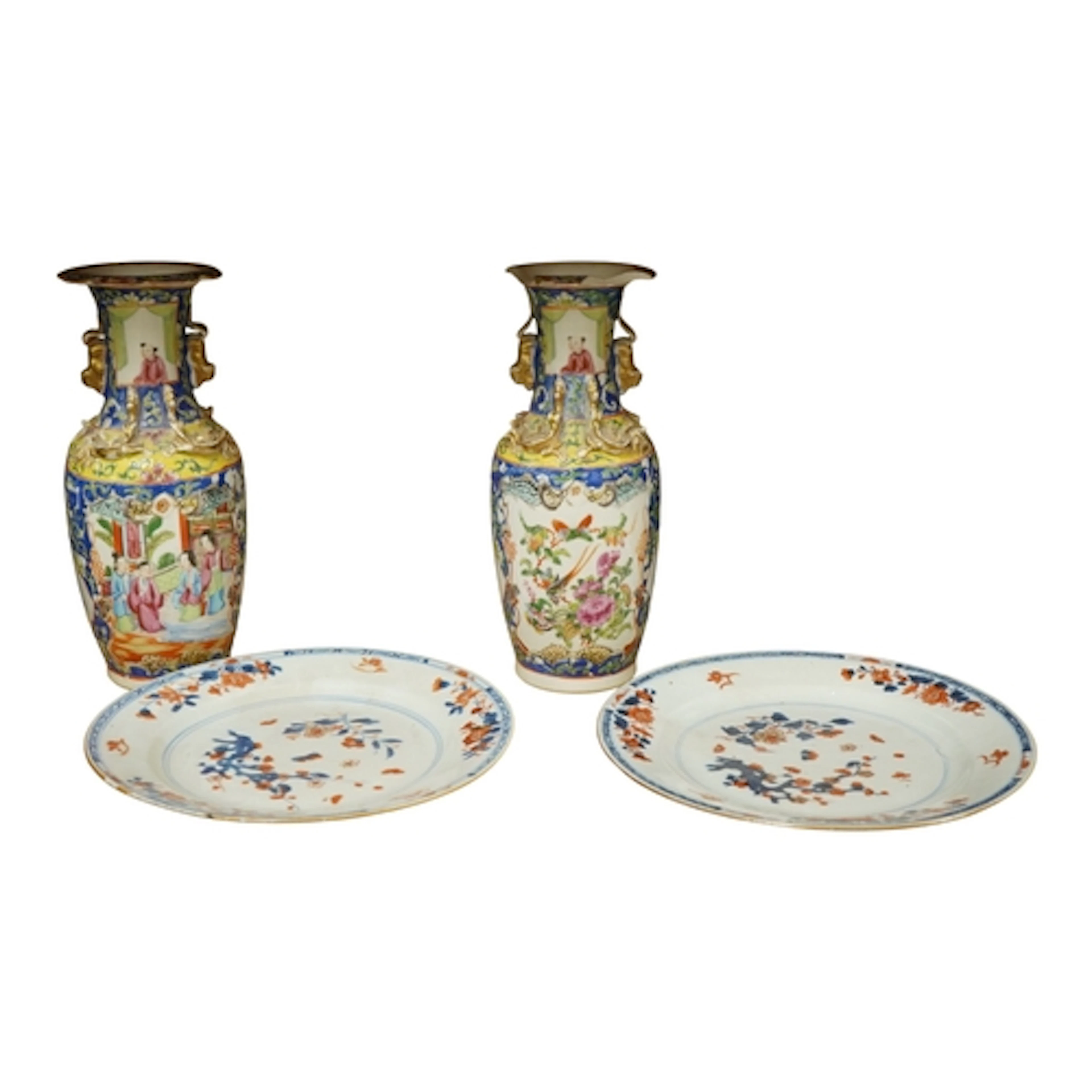 A pair of 19th century Chinese famille rose vases, height 24...