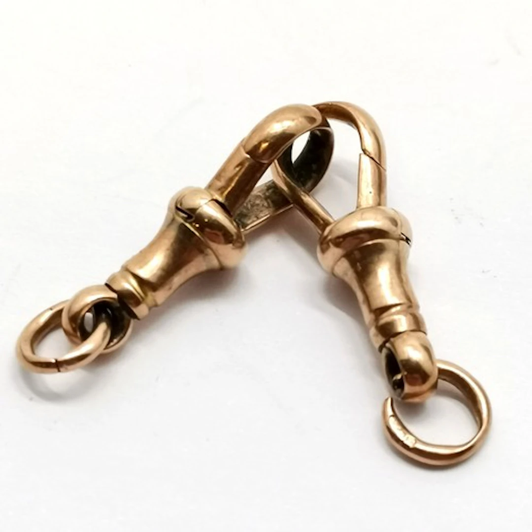 Antique pair of 9ct hallmarked gold dog clip clasps by JG&S ...