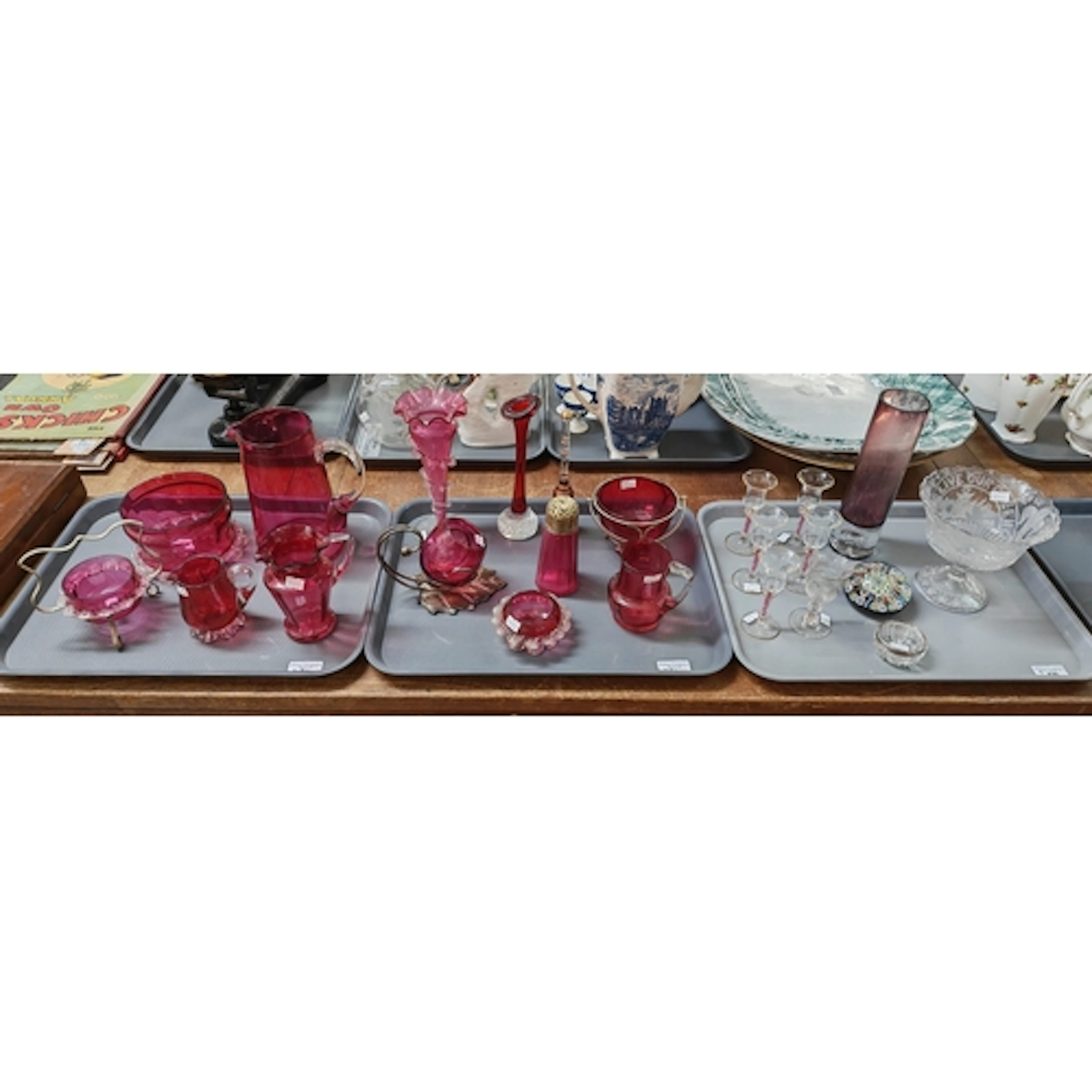 Collection of glassware to include: Victorian cranberry glas...