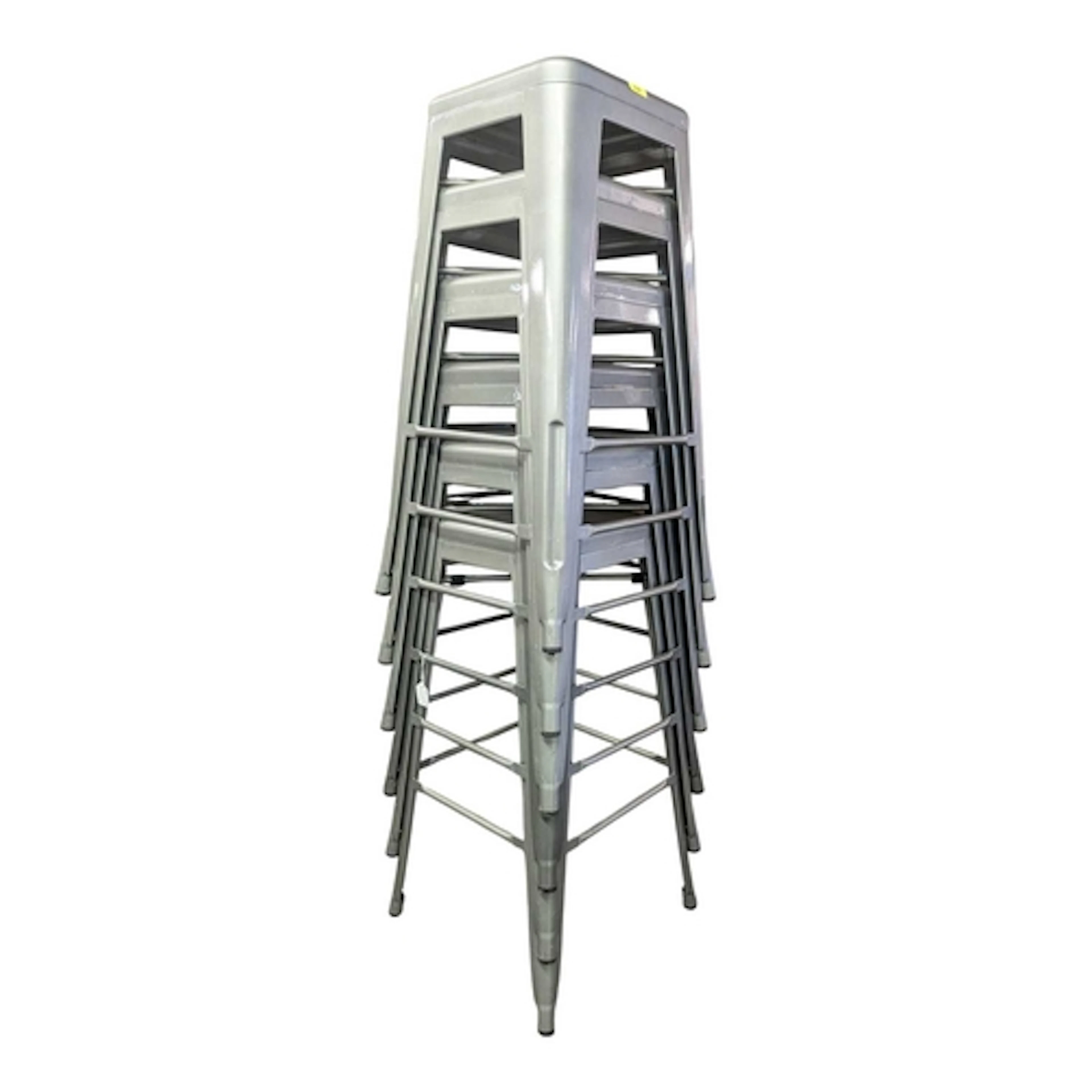 A matching set of six modern designer stacking bar stools in...