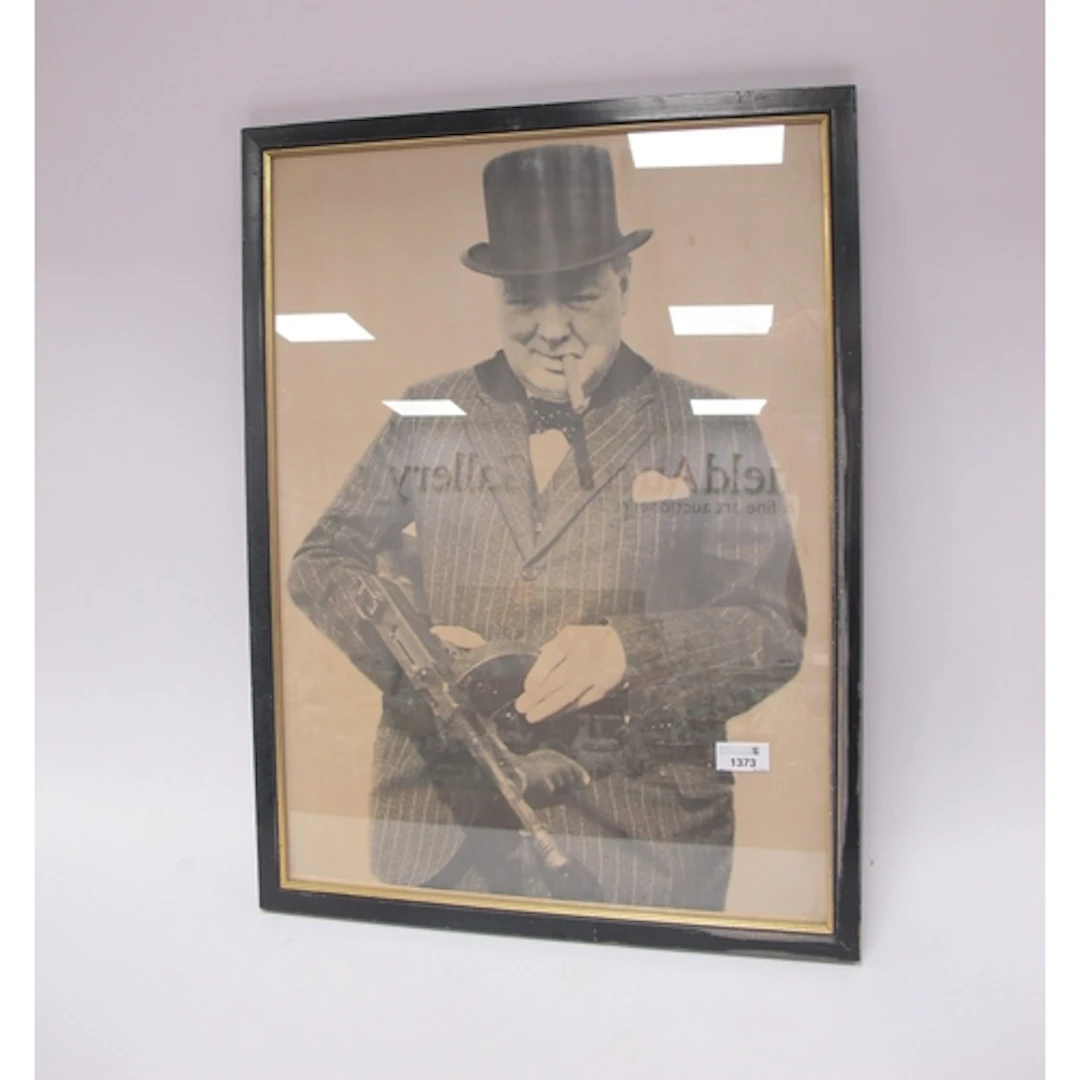 A Mid 1900s Post War Print Showing Winston Churchill Dressed...