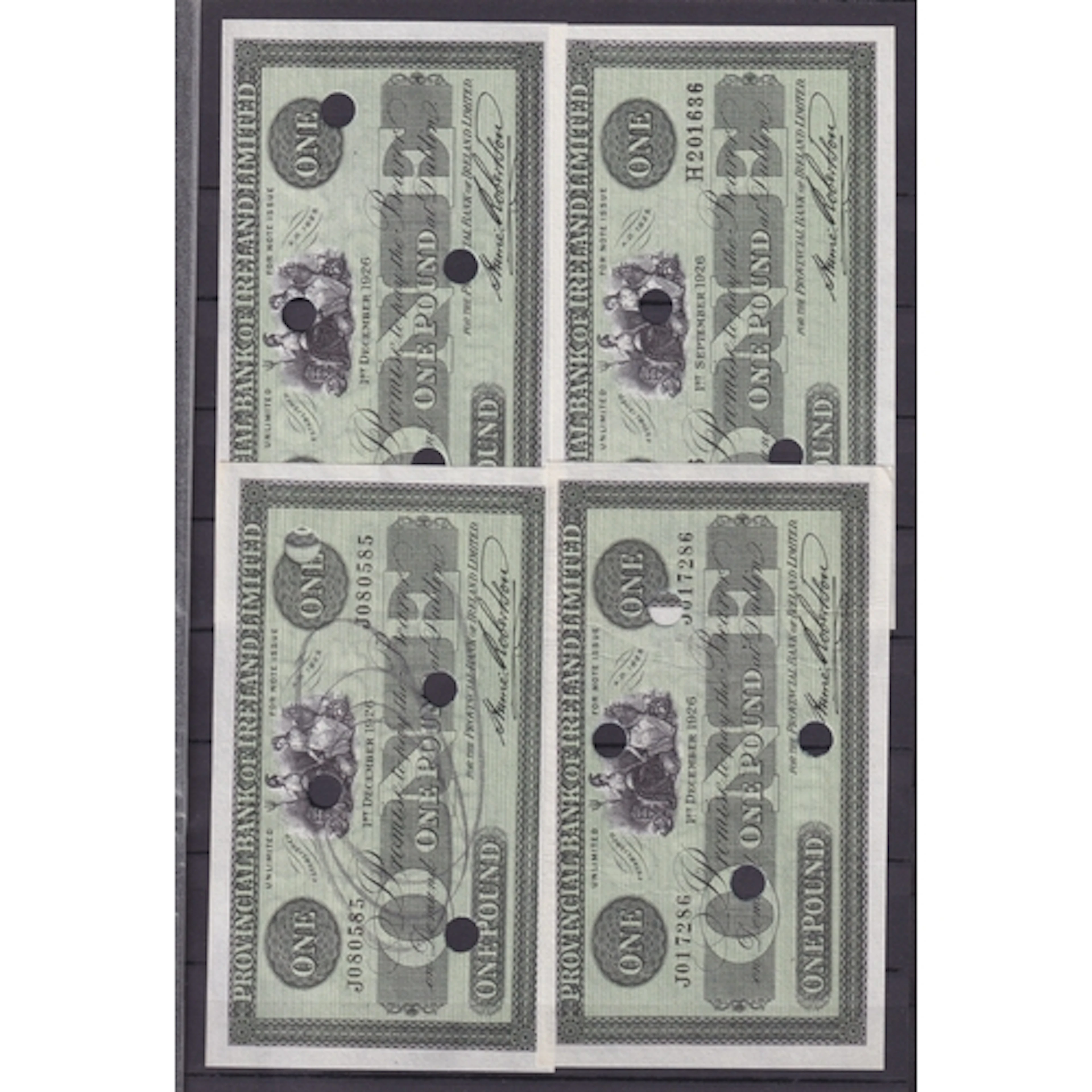 1926, group of four Provincial Bank of Ireland Limited £1 ba...