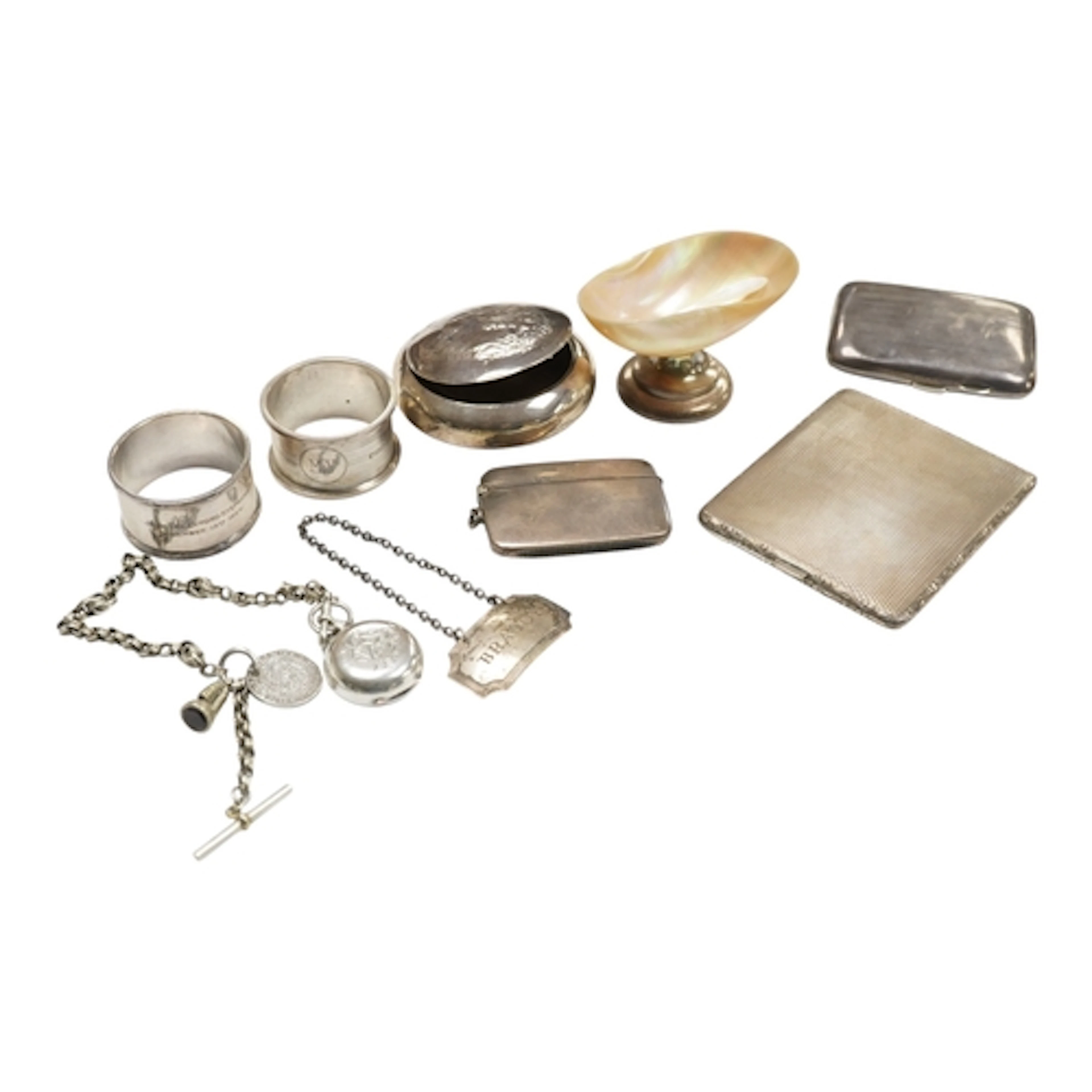 A collection of small silver including an Edwardian circular...
